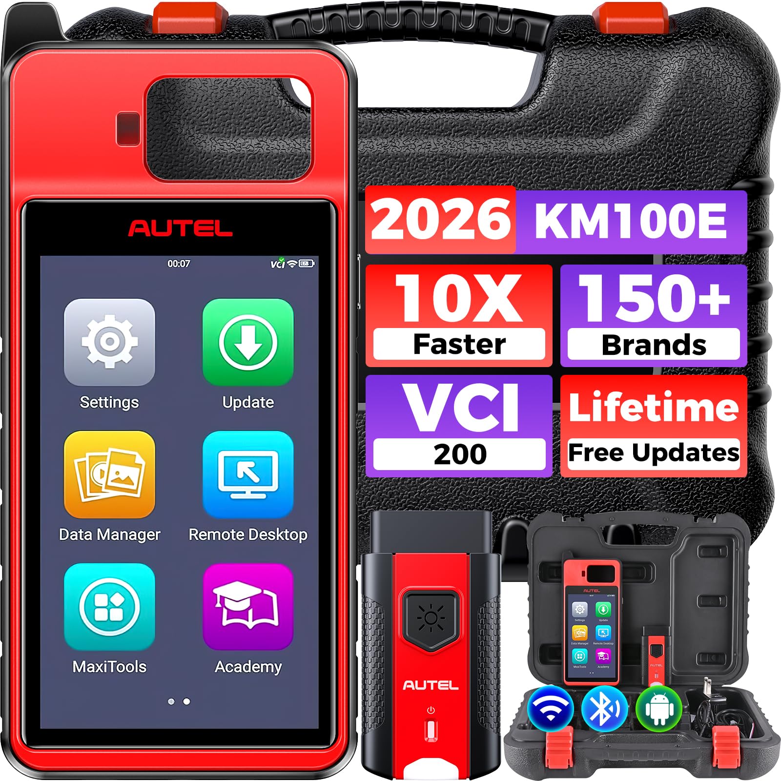 Autel Scanner KM100E OBD2 Tool: 2026 Lite Version of IM508 Pro, IM608 Pro 2 IM608S II, V200 Wireless BT Connect, Auto Scan 2.0, 