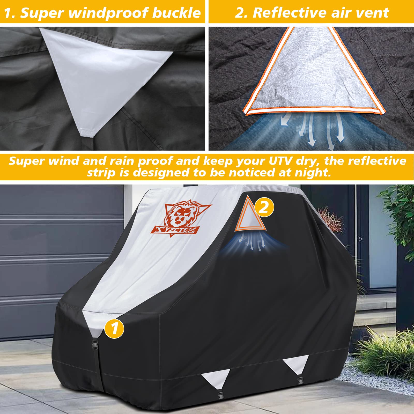 Xyzctem Utv Cover,Outdoor Waterproof All-Weather Protection Utv Cover Compatible With Polaris Rzr Can-Am Yamaha Honda Kawasaki S