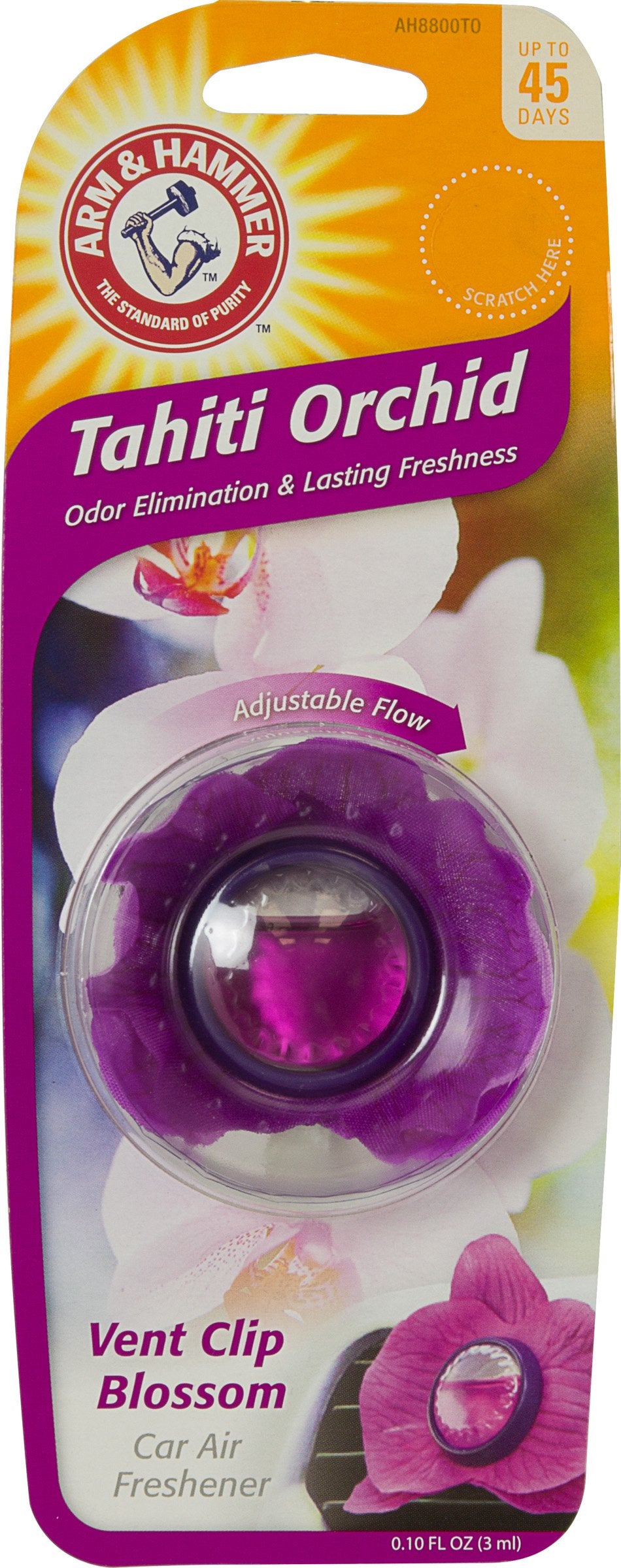ARM & HAMMER Vent Clip Air Freshener, Tahiti Orchid, 1 Pack, Pink, Model AH8800TO