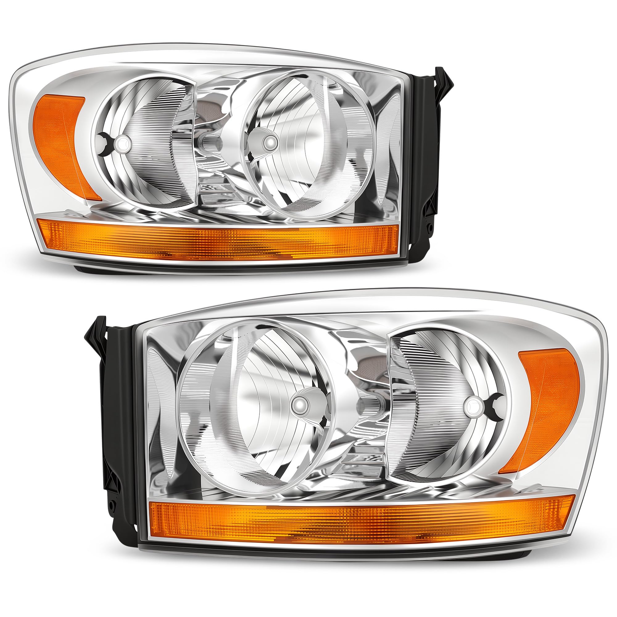 AUTOSAVER88 Headlight Assembly kit Compatible with 2006-2008 Dodge Ram 1500/2006-2009 Ram 2500 3500 Headlamp Replacement Clear L