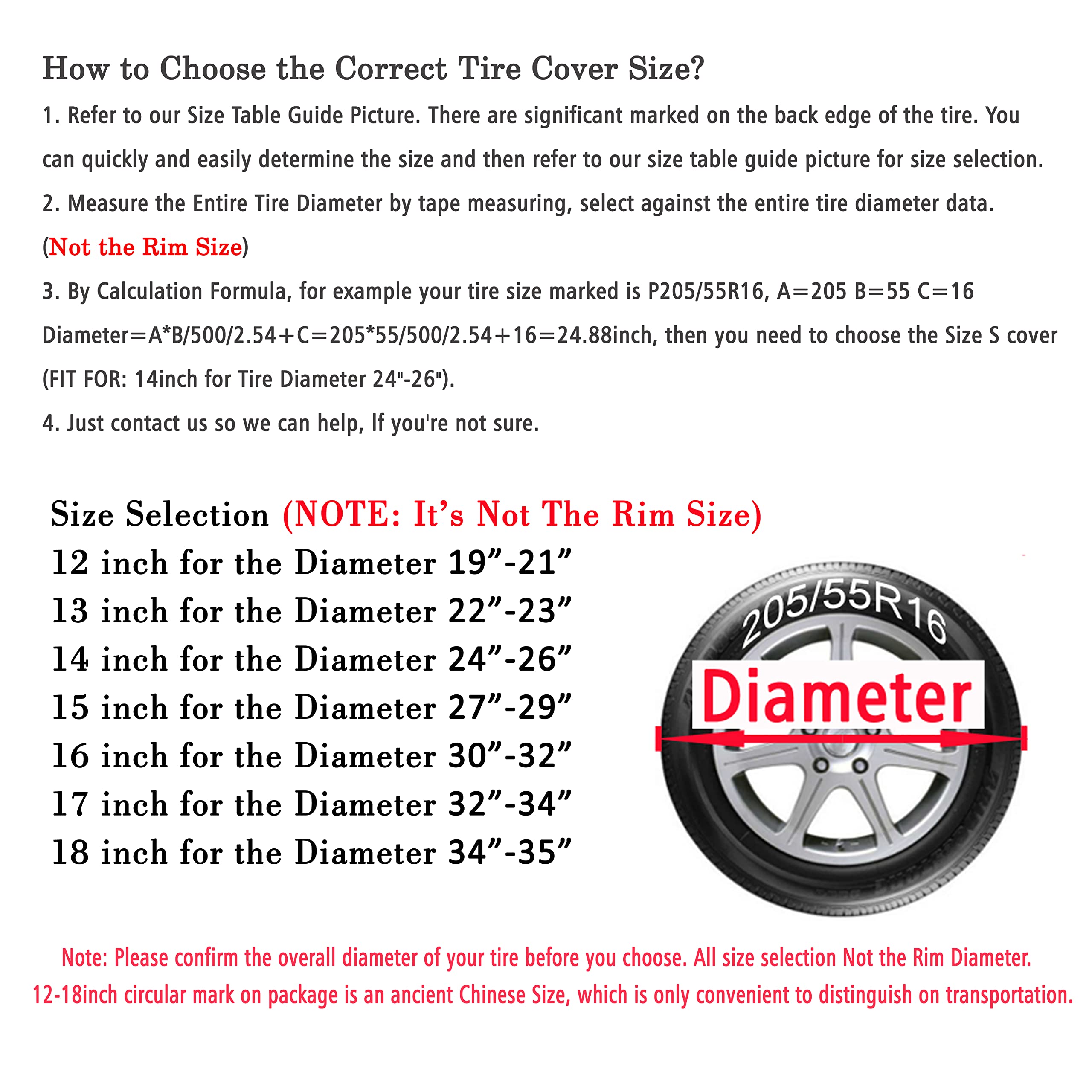 Moonet Pvc Thickening Leather Spare Tire Wheel Cover For Car Truck Suv Camper Trailer Universal Fit Rv Jp Fj,R14 S Black (For Ov