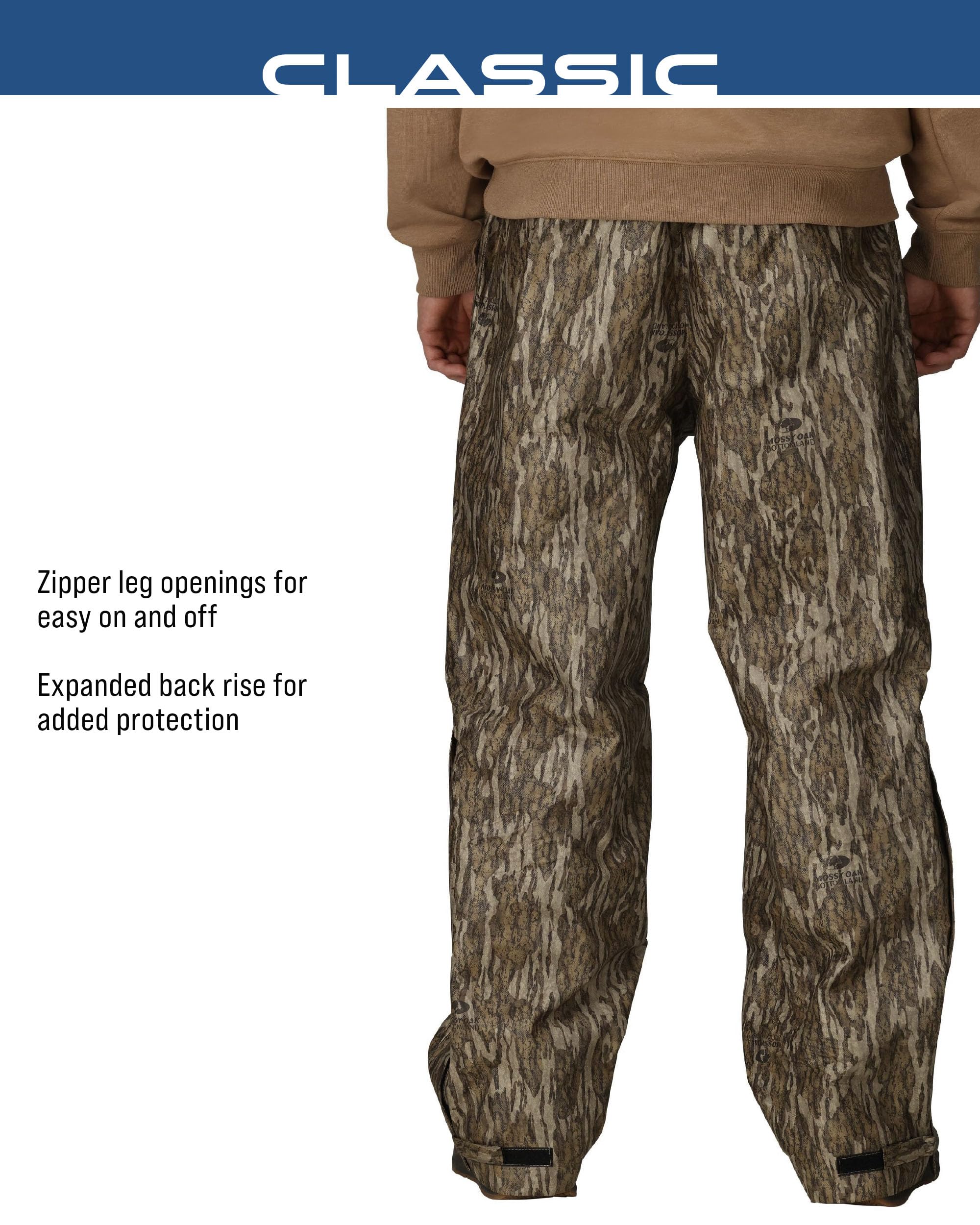 Frogg Toggs Men'S Standard Classic Pro Action Waterproof Breathable Rain Pant, Mossy Oak Bottomland, X-Large Short