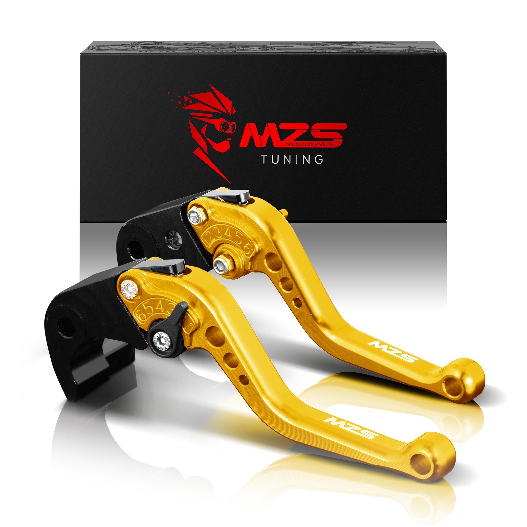 Mzs Gold Motorcycle Brake Clutch Levers Adjustable Short Compatible With Grom Msx125 14-25 / Cbr500R Cb500F Cb500X 13-21 / Monke