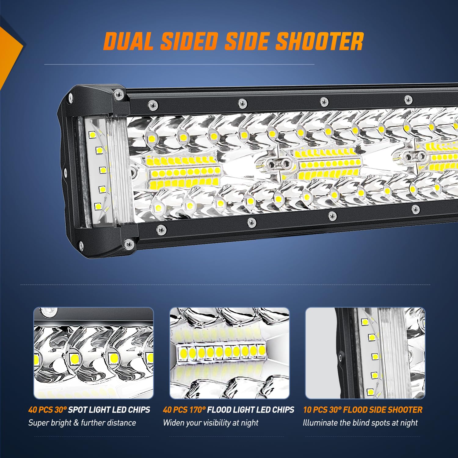 Nilight Side Shooter Led Light Bar 12 Inch Triple Row Spot Flood Combo Lights Led Work Light With Wiring Harness Kit For Off Roa