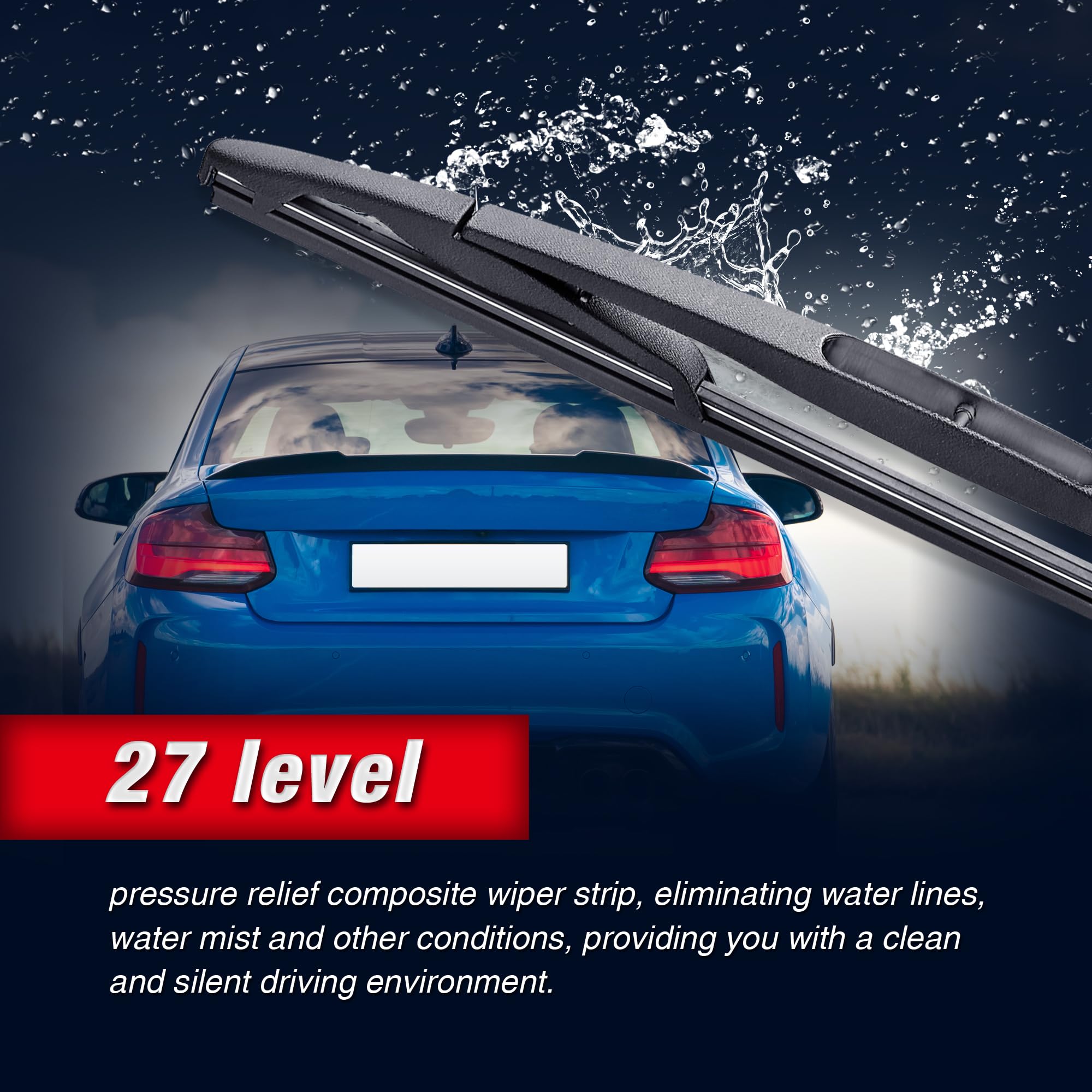12'' Rear Wiper Blade Replacement For Ford Escape 2012-2008 Flex 2019-2009 Jeep Wrangler 2017-2007 Chevy Tahoe 2014-2007 Enclave
