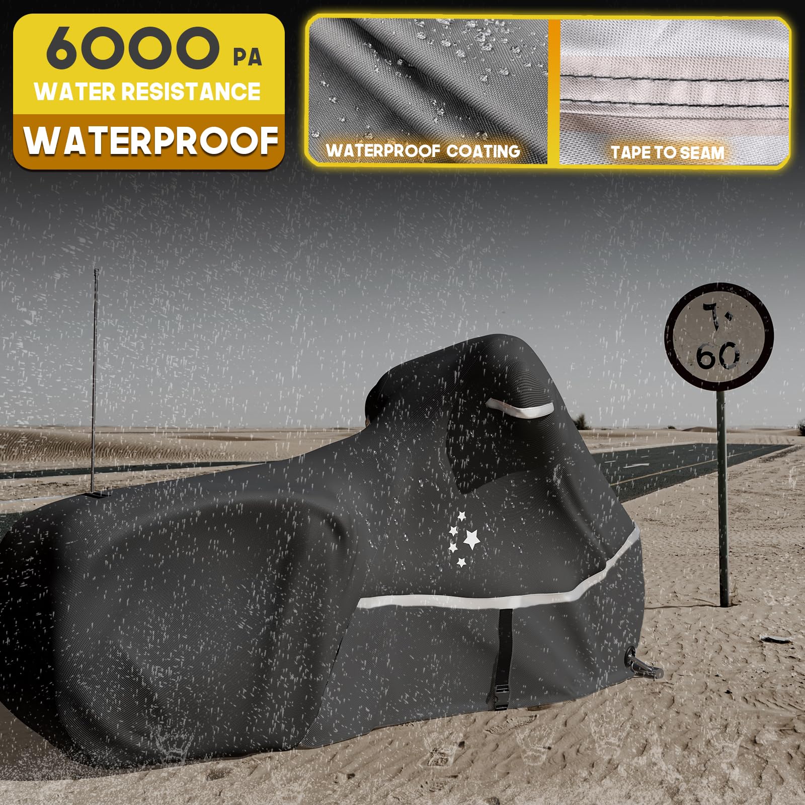 LI LIBZAKI Motorcycle Cover 420D Heavy Duty Waterproof XL 86" Black - All Season Outdoor Protection