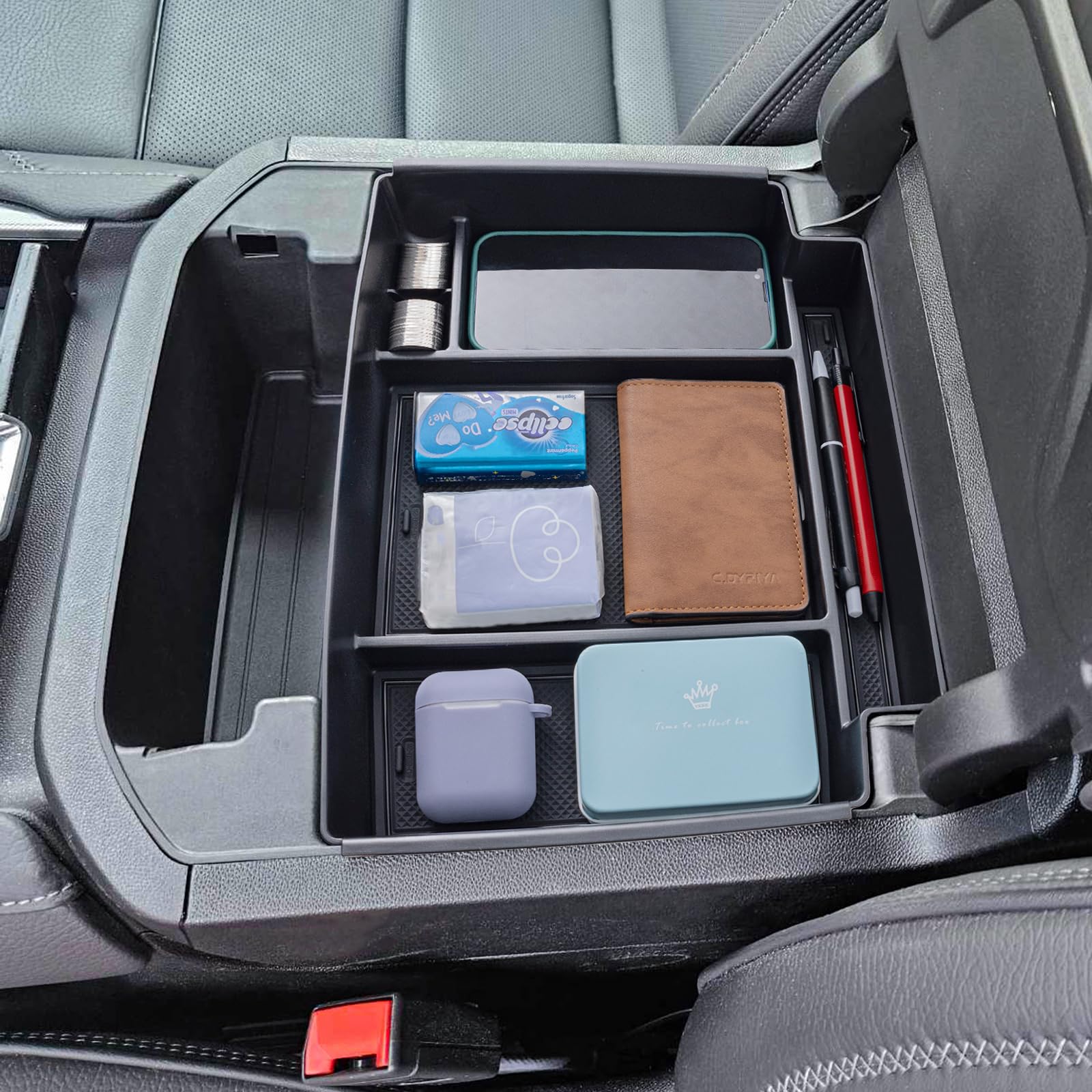Topinstall Power-Sliding Console Tray Compatible With 2021-2025 Chevy Tahoe/Suburban/Gmc Yukon Accessories,Full-Size Armrest Org