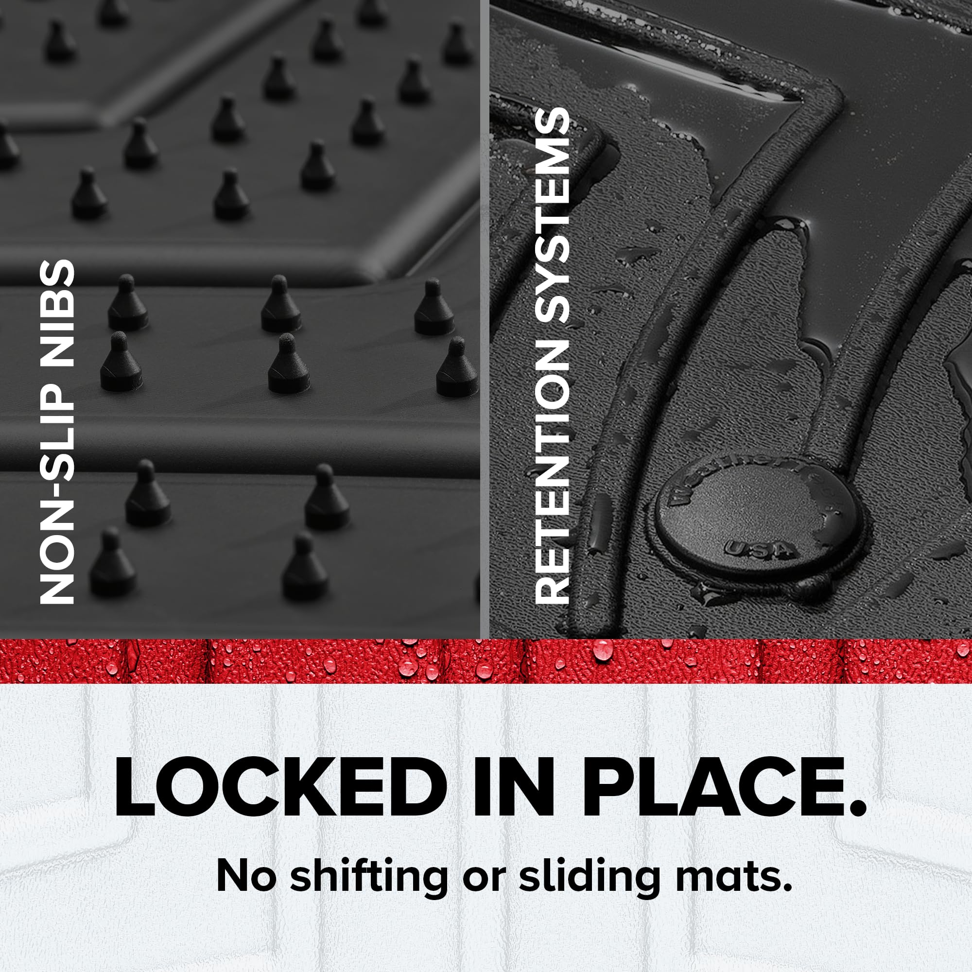 WeatherTech FloorLiner HP Custom Fit Floor Mats for Ford Explorer Hybrid, Explorer ST, Explorer - 1st Row (4417161IM), Black