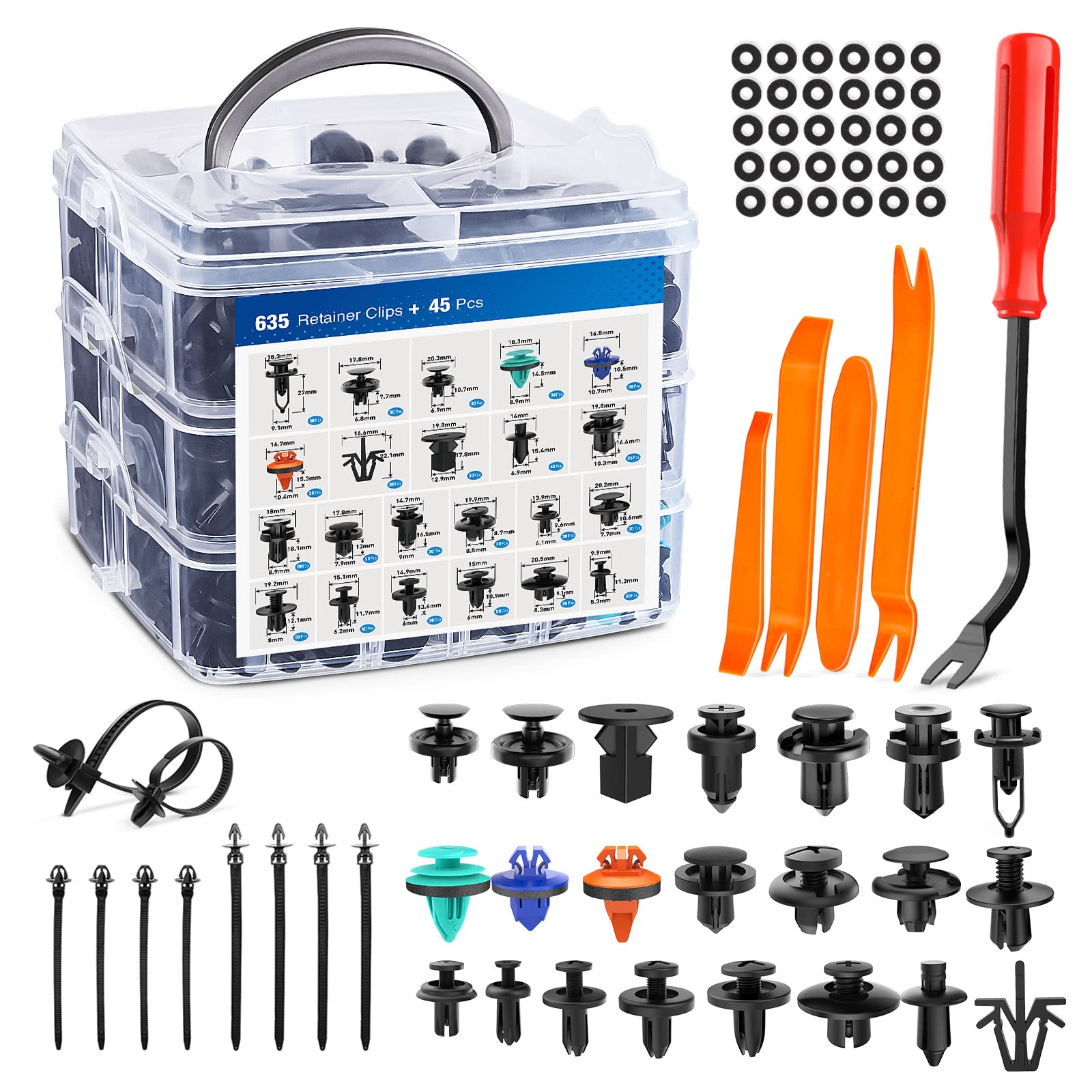 Yesker 680Pcs Car Bumper Retainer Clips GM Door Panel Clips Push Fender Rivets Expansion Screws Replacement Kit Auto Fasteners A