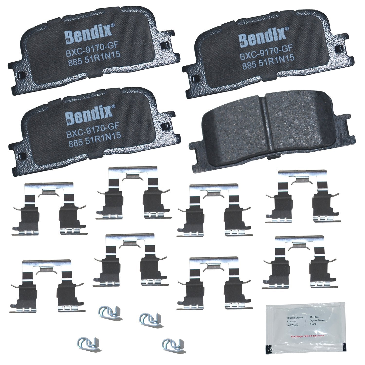 Bendix Priority1 Cfc885 Ceramic Rear Brake Pads For Lexus Es300 2003-2002, Es330 2006-2004, Toyota Camry 2006-2002, Highlander 2