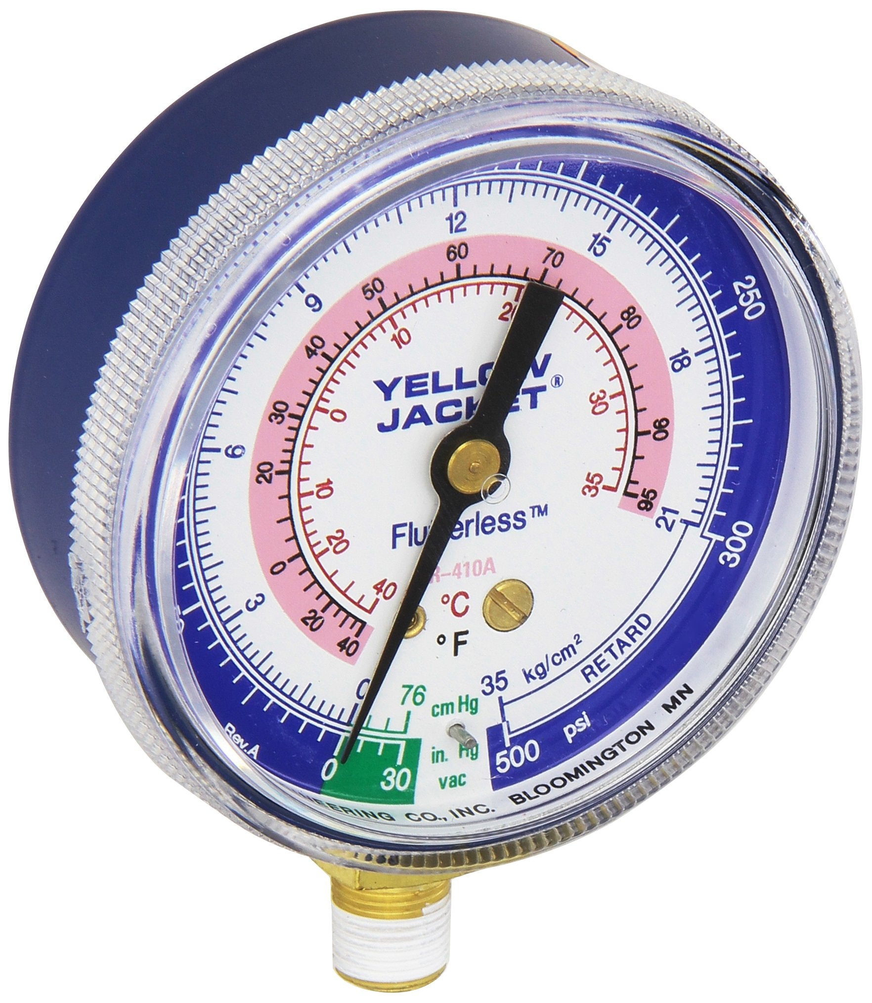 Yellow Jacket FLUTTERLESS 49036 Class B Manifold Gauge, Blue