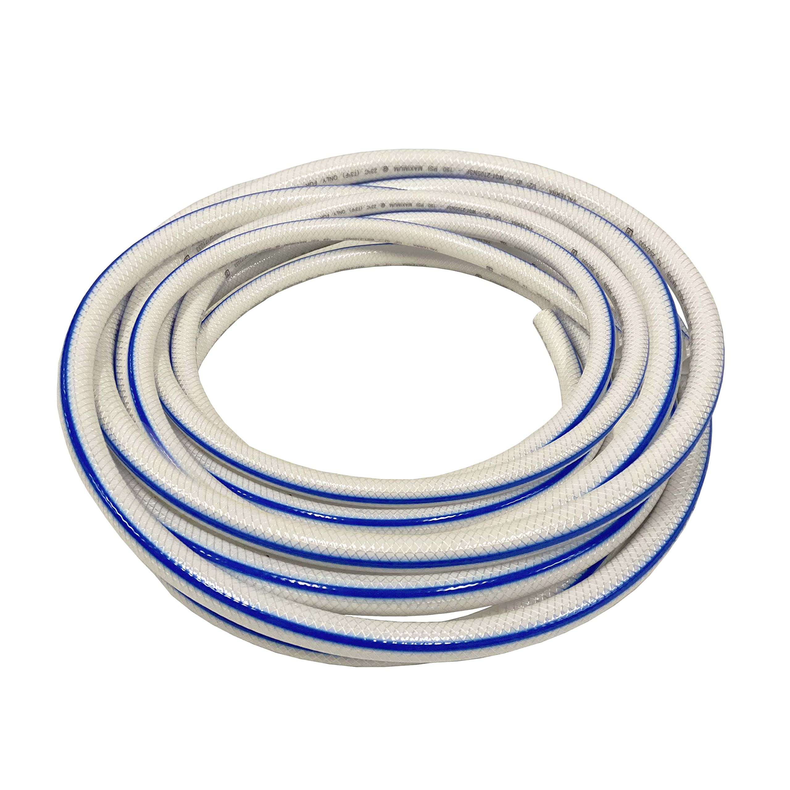 QPN 1/2 ID x 5/8 OD Heavy Duty Braided PVC Tubing Reinforced Hose, Non-Toxic for RV Fresh Water (10 feet)