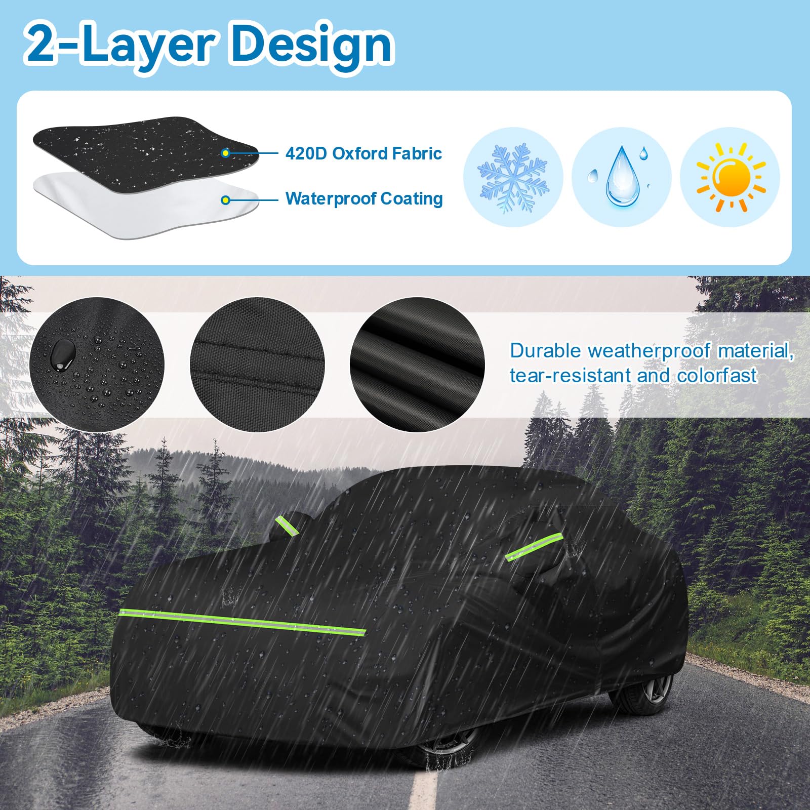 for Mazda Miata MX-5 Full Car Cover Waterproof All Weather, Outdoor Car Covers Windproof Heavy Duty Waterproof Protection Fit fo