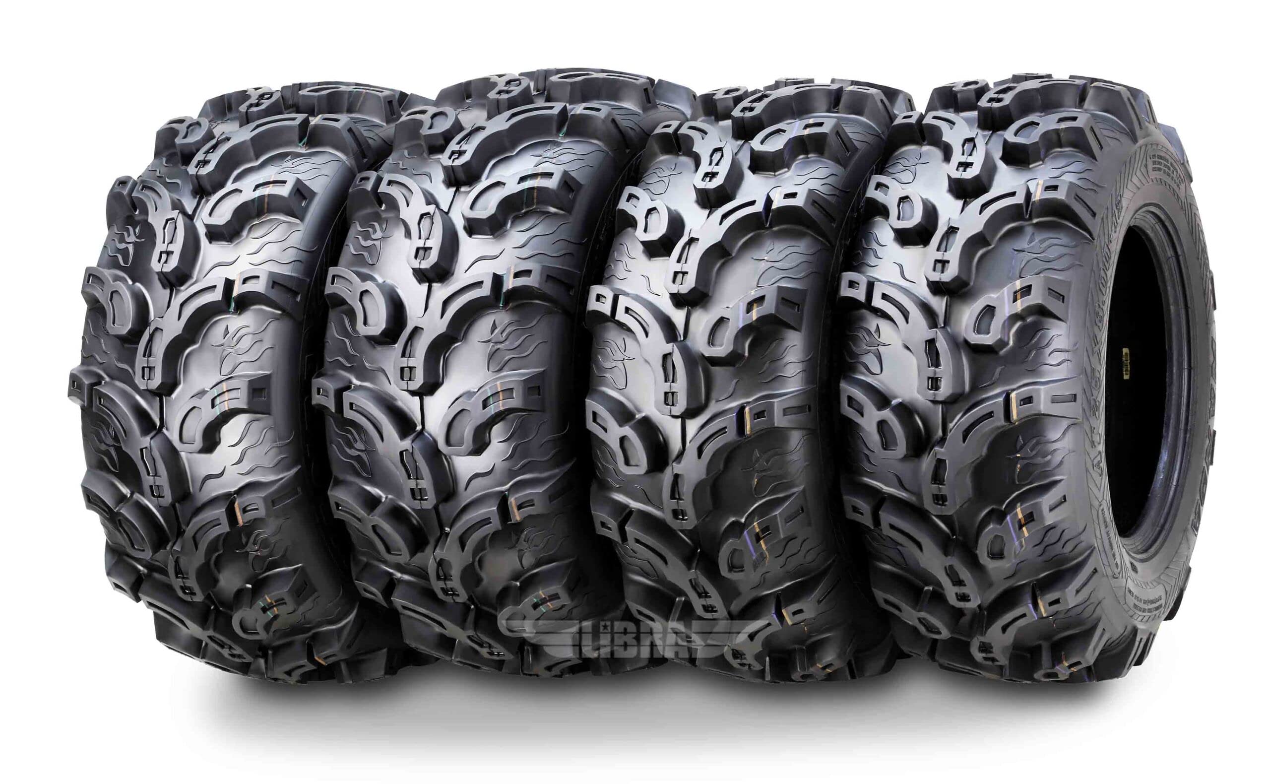 Wanda Set Of 4 Premium Atv/Utv Tires 25X8-12 Front & 25X11-10 Rear /6Pr P375 Super Lug Mud