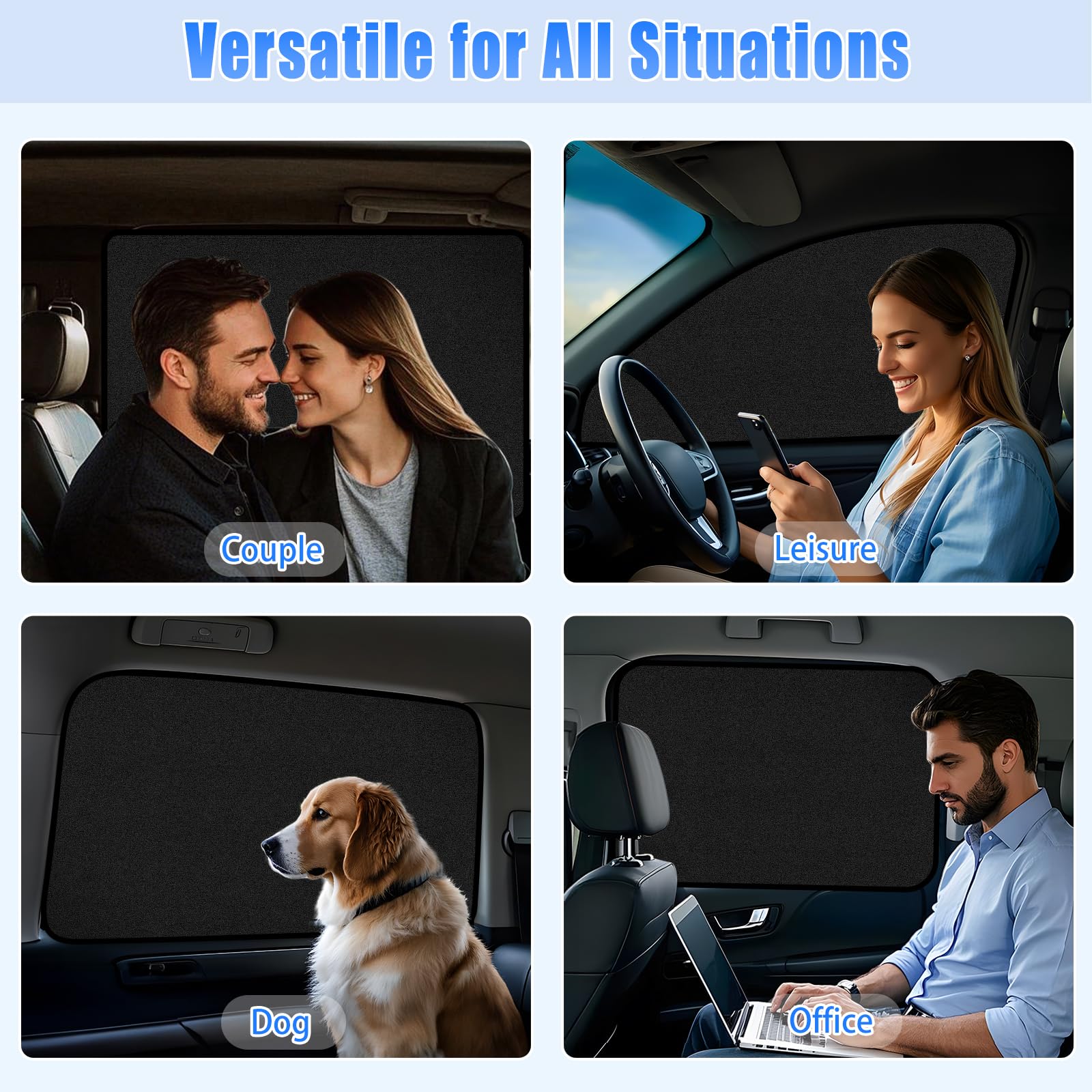 Zatooto Suede Car Window Shades 4Pcs - Car Window Covers For Ultimate Privacy, Uv Protection, And Heat Insulation, Sun Shade Per