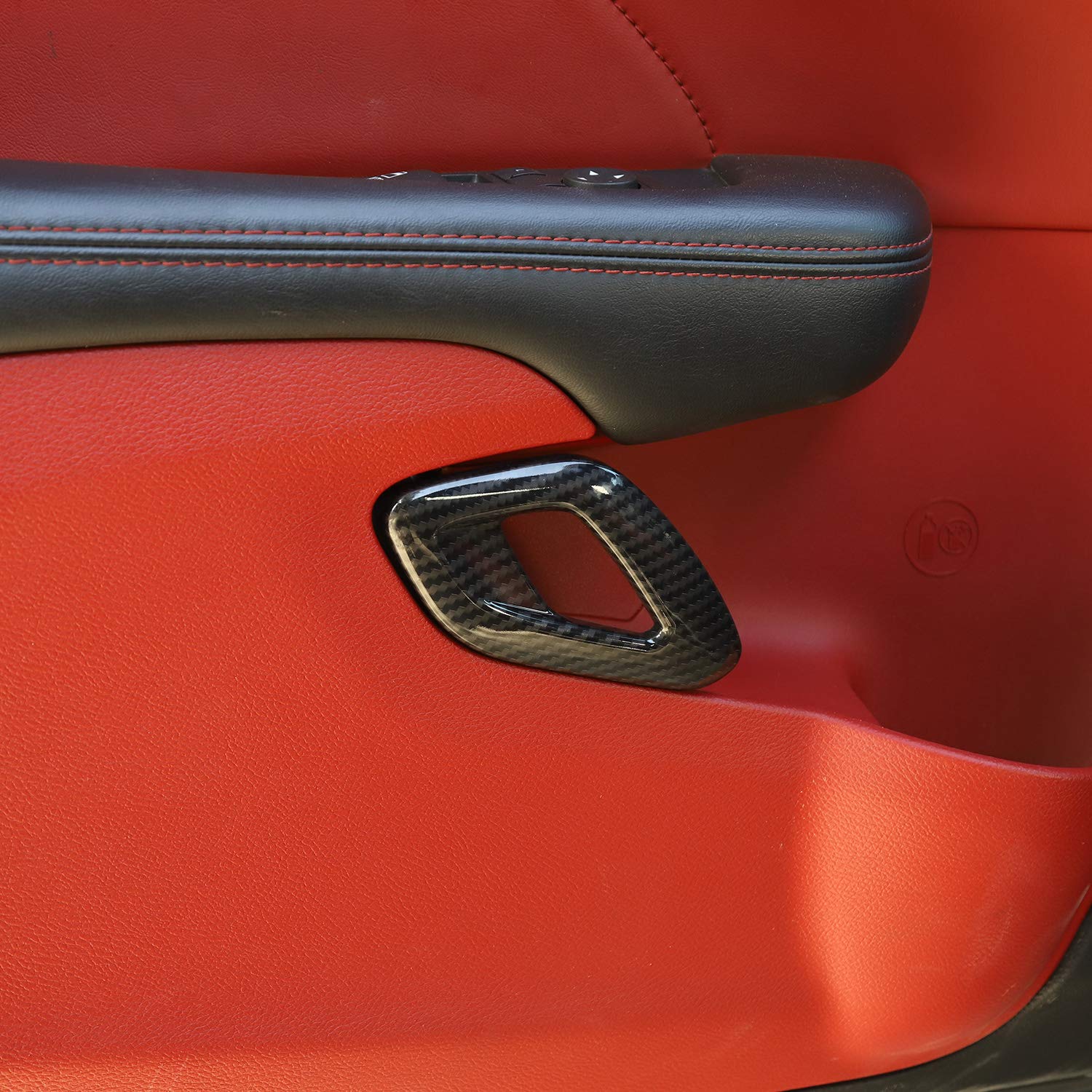 For Challenger Inner Door Handle Cover Trim Accessories For Dodge Challenger 2015-2023 (Carbon Fiber Black Style,Abs,2Pcs/Set)