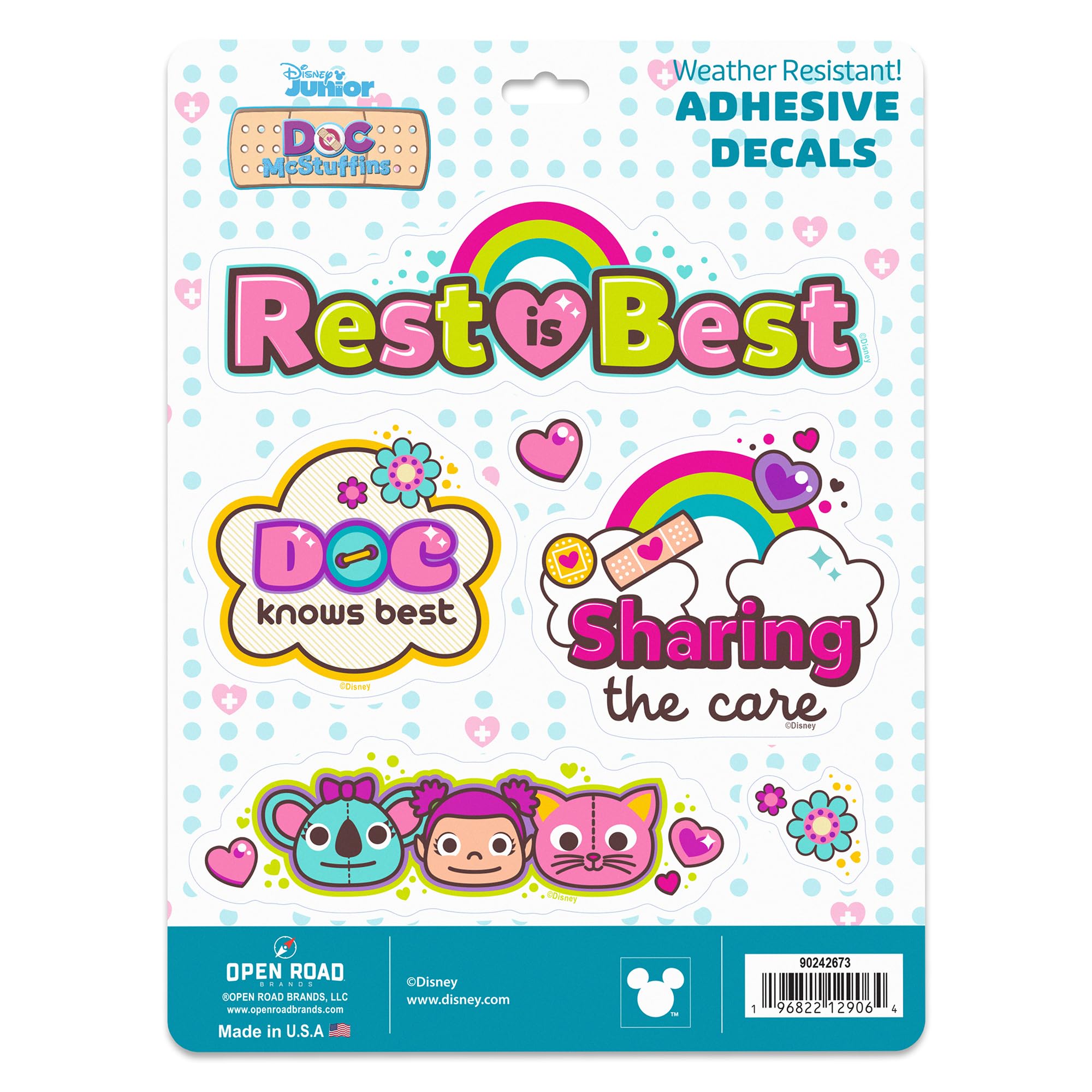 Disney Doc McStuffins Rest is Best Adhesive Vinyl Decals - Cute Doc McStuffins Stickers for Car, 1 Pack (6 Count)