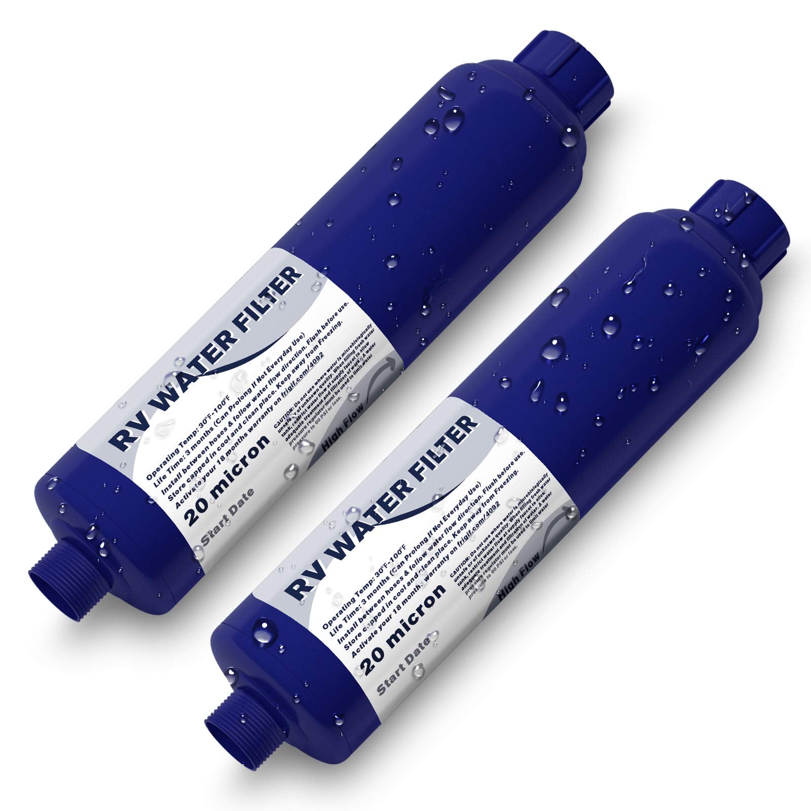 Paulinn Rv Camper Inline Water Filter, 2 Packs Marine Garden Camping Water Hose Kdf Filter Accessories For Boat Trailer Motorhome Gardening Planting Car Washing, Reduces Chlorine, Bad Taste & Odor