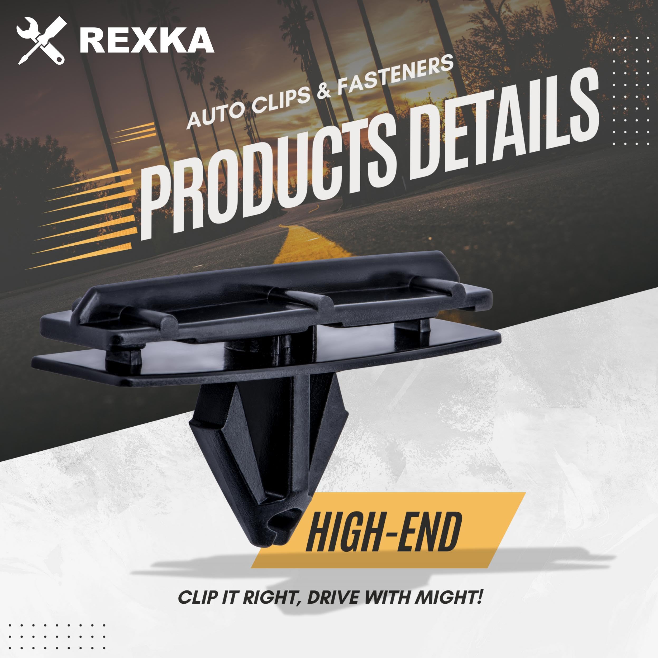 Rexka Fender Flare & Rocker Moulding Clip Set, 50pcs, Nylon, Compatible with Jeep Wrangler JK & Unlimited JK, Ram 4500/5500