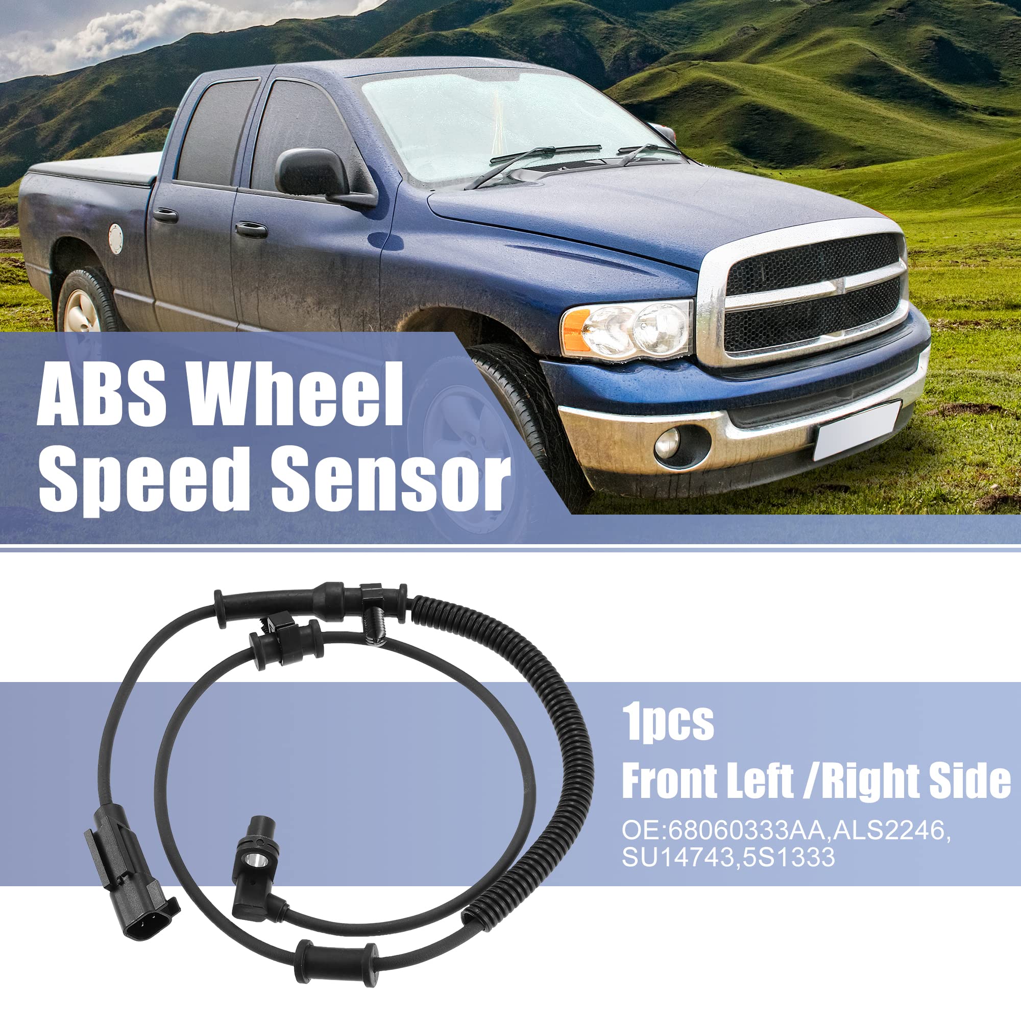 X AUTOHAUX 1pcs Front Left Right ABS Wheel Speed Sensor for Ram 1500 11-2012 for Dodge for Ram 1500 2009-2010 ALS2246 5S13330 2A