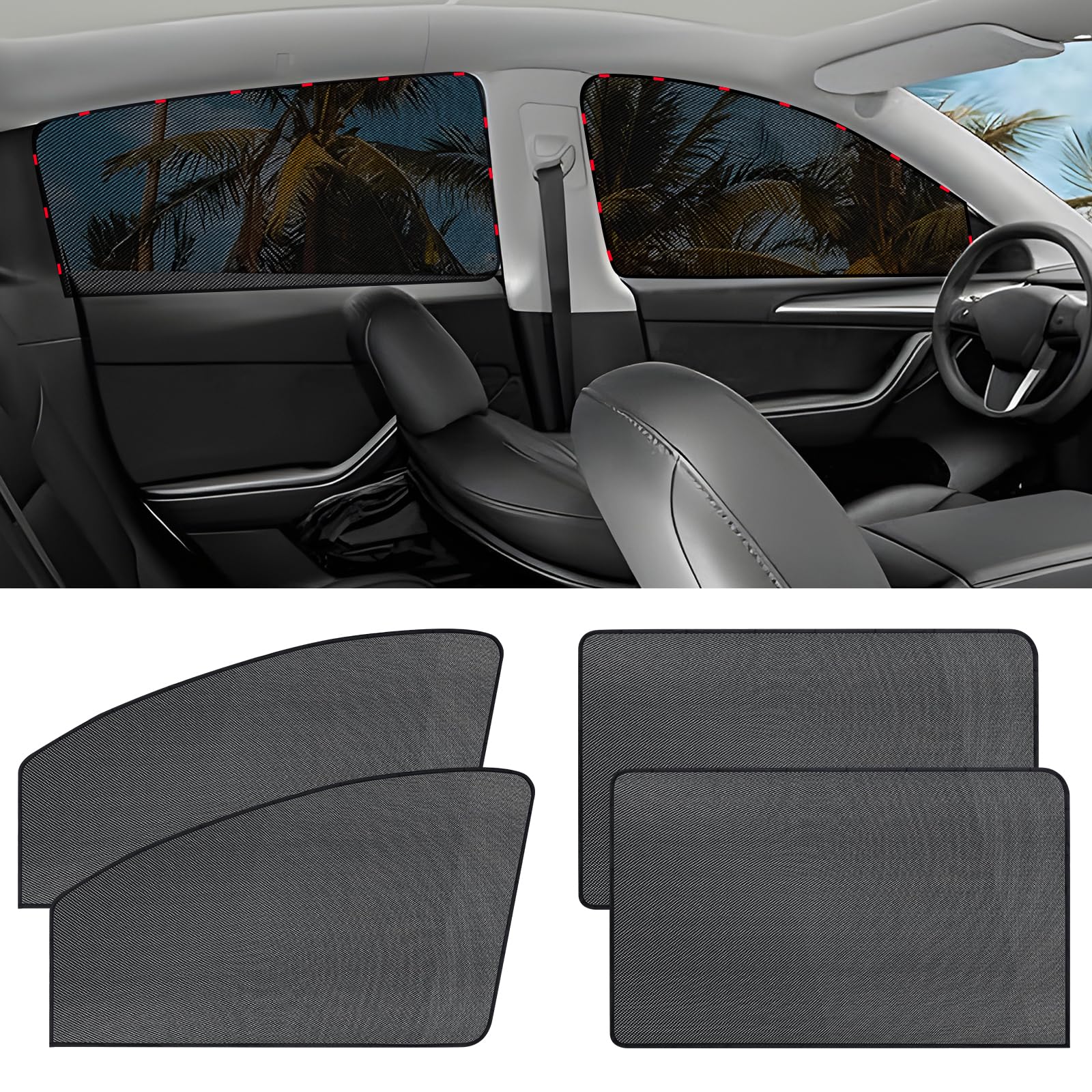 ZATOOTO Car Side Window Sun Shade 4 Pack, Car Window Shades for Baby Magnetic Mesh Sun Shade for Car Window Car Shade Protection
