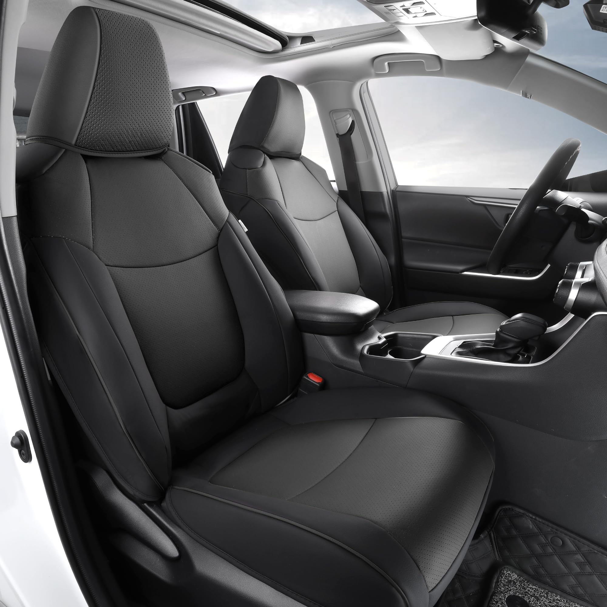 AOOG Leather Car Seat Covers Fit RAV4, Waterproof Faux Leather Seat Covers Custom Fit for Toyota RAV4 2019 2021 2022 2023 LE,XLE