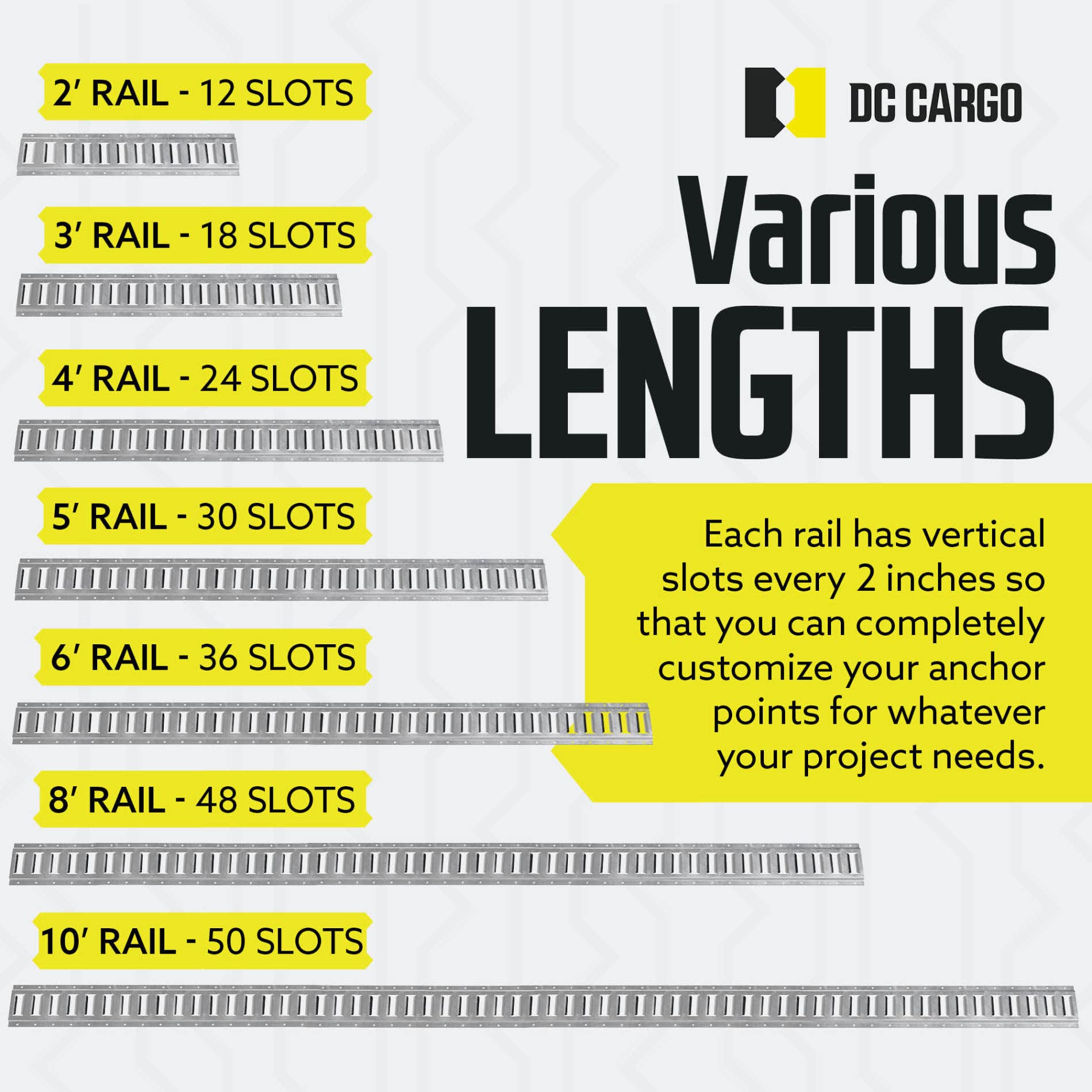Dc Cargo Mall Outdoor E Track Tie Down Rail Kit 3' (4 Pack) For Garages, Vans, Trailers, Motorcycle Tie Downs, Atv Mountings - G