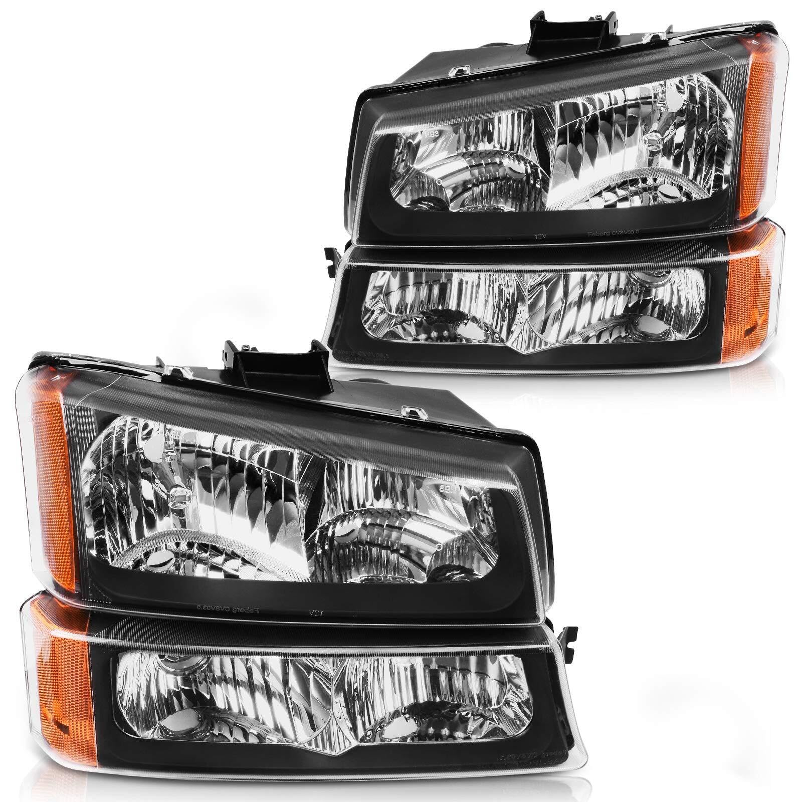 DWVO Headlight Assembly Compatible with 2003 2004 2005 2006 Chevy Silverado Avalanche 1500 1500HD 2500 2500HD 3500/2007 Silverad