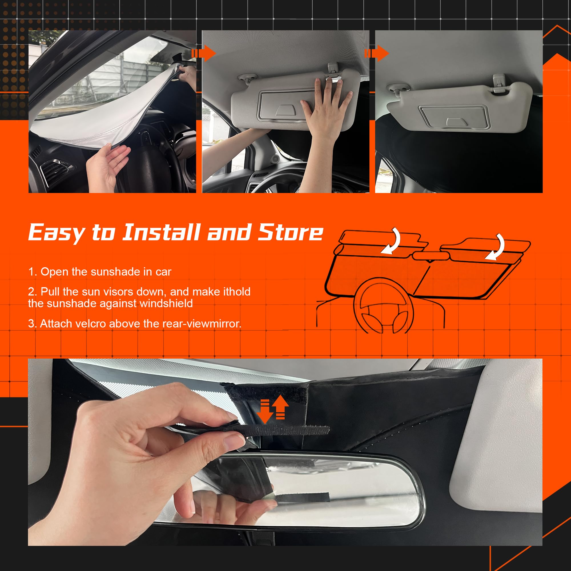 Toluoma Custom Fit Windshield Sun Shade For Mazda Cx5 2017-2025 - Full Coverage, 210T Reflective Fabric, Double-Layer Design - B
