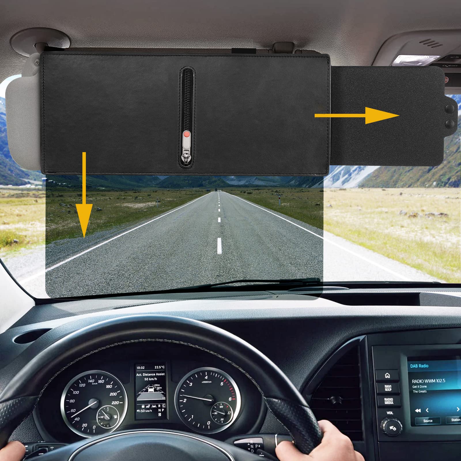 Zeyitian Upgraded Polarized Car Visor Extender Sun Blocker Car Sun Visor Extender For Car Visor,Sun Visor For Car Windshields Automotive Interior Sun Protection,Protects From Uv Rays (Driver Side)