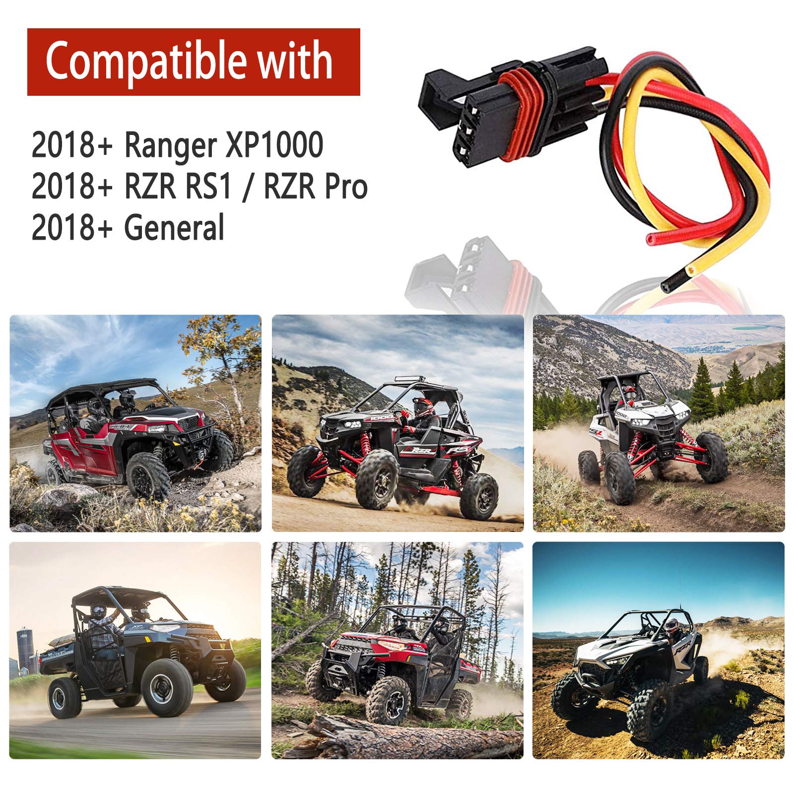 Unigt Pulse Power Plug Connector Pigtail Compatible With Polaris Rzr/Pro Ranger Xp 1000 Rs1 General Pulse Bus Bar Power Harness