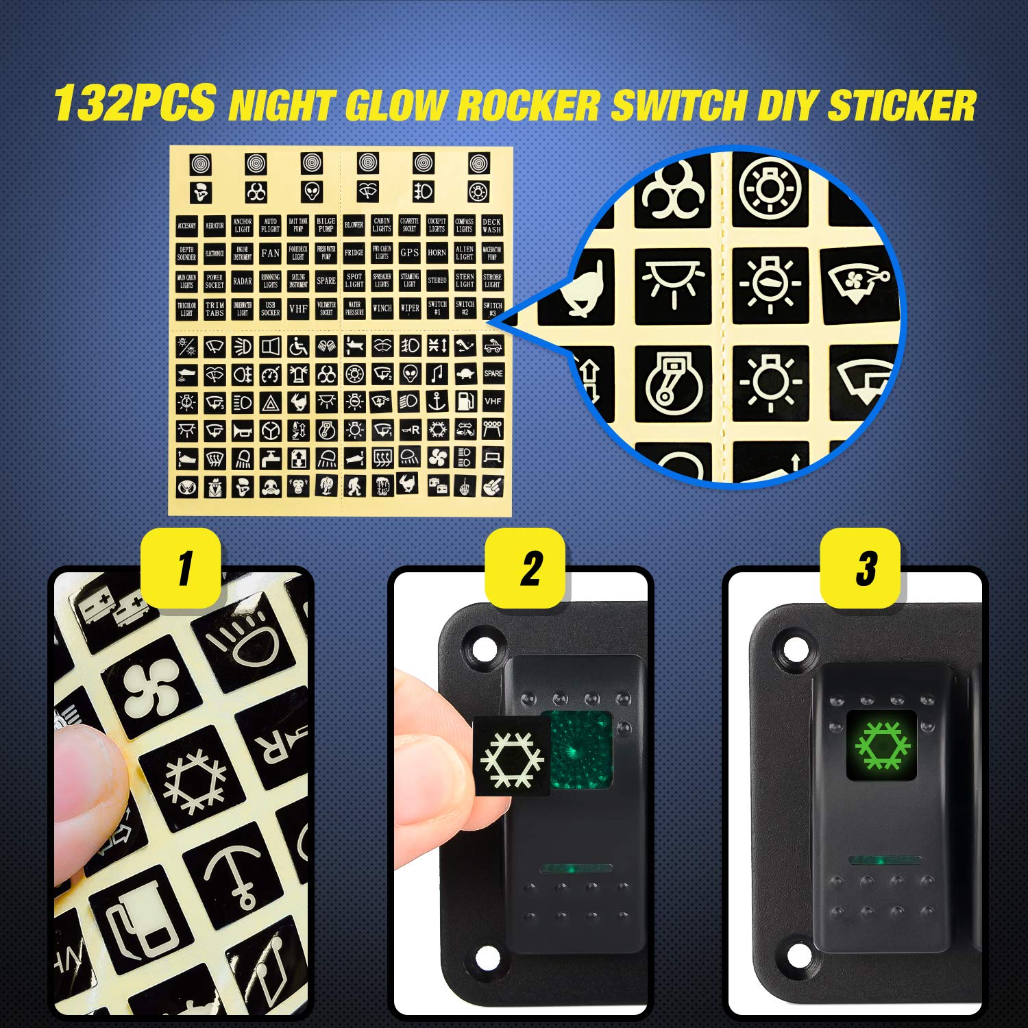 Nilight 5 Gang Rocker Switch Panel 5Pin On Off Toggle Switch Aluminum Holder 12V 24V Dash Pre-Wired Green Backlit Switches For A