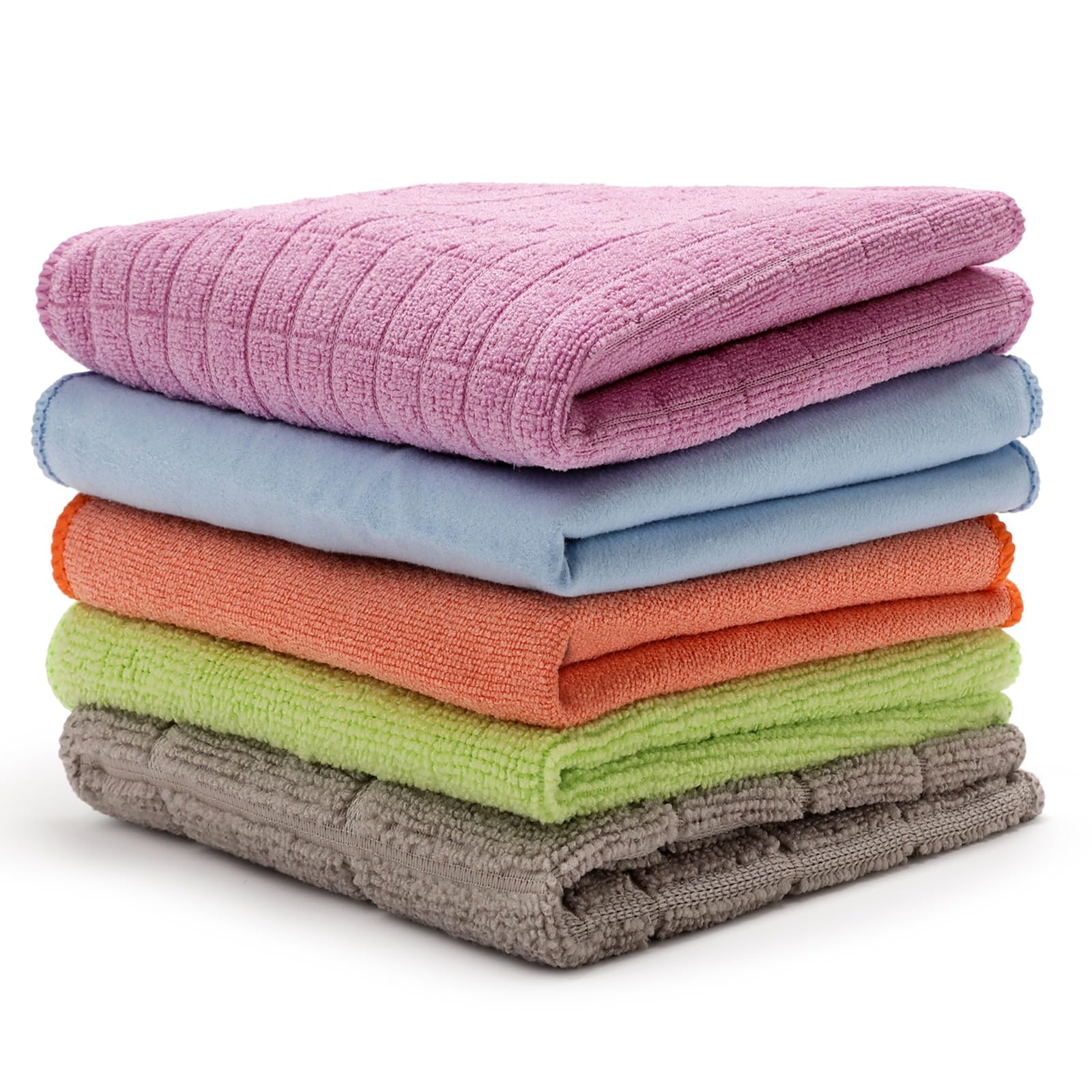 SIMPARTE 200300 GSM  5Piece Multicolor Set  Reusable Microfiber Cleaning Towels  30  30 cm | Soft & Absorbent Cloths for Ca
