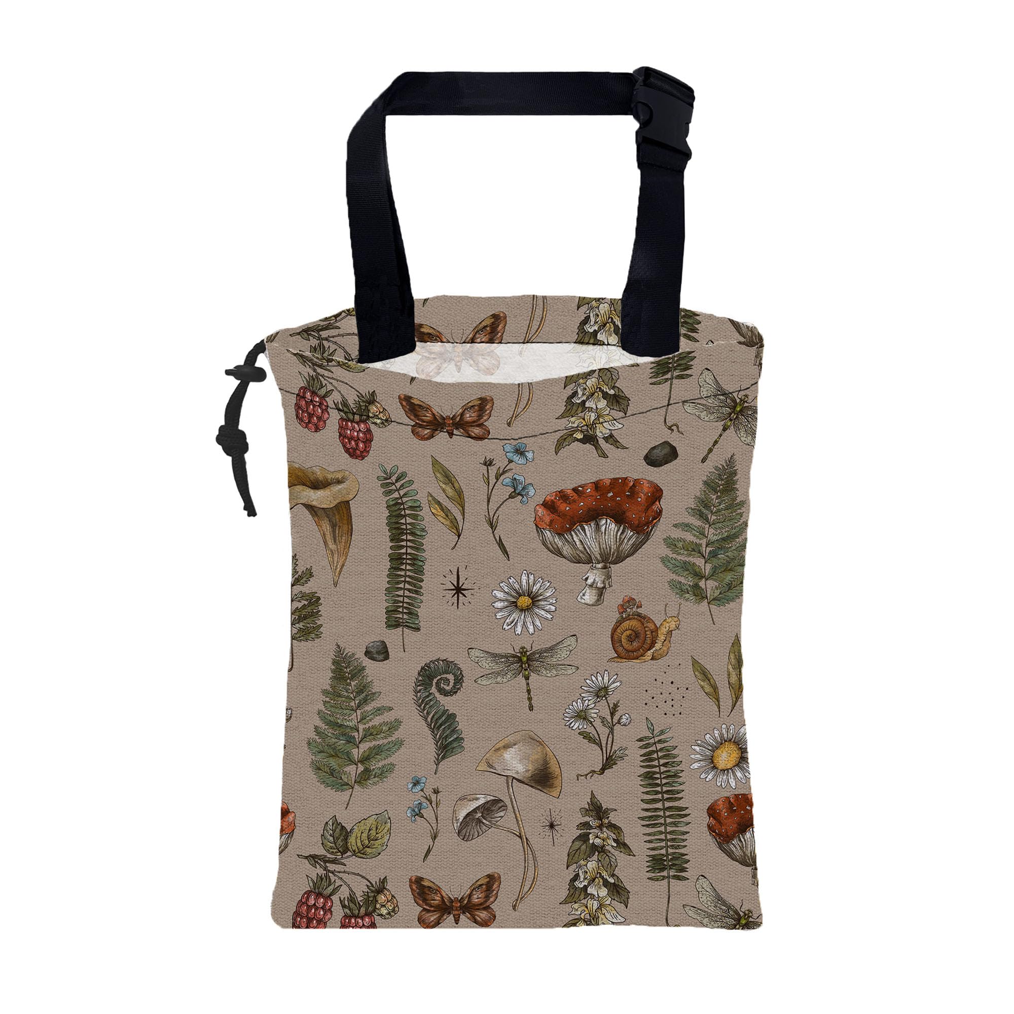 KXWQTRDD Car Garbage Bag Vintage Mushroom Forest Plants Drawstring Car Trash Bag Hanging for Back Seat with Adjustable Buckle Ca