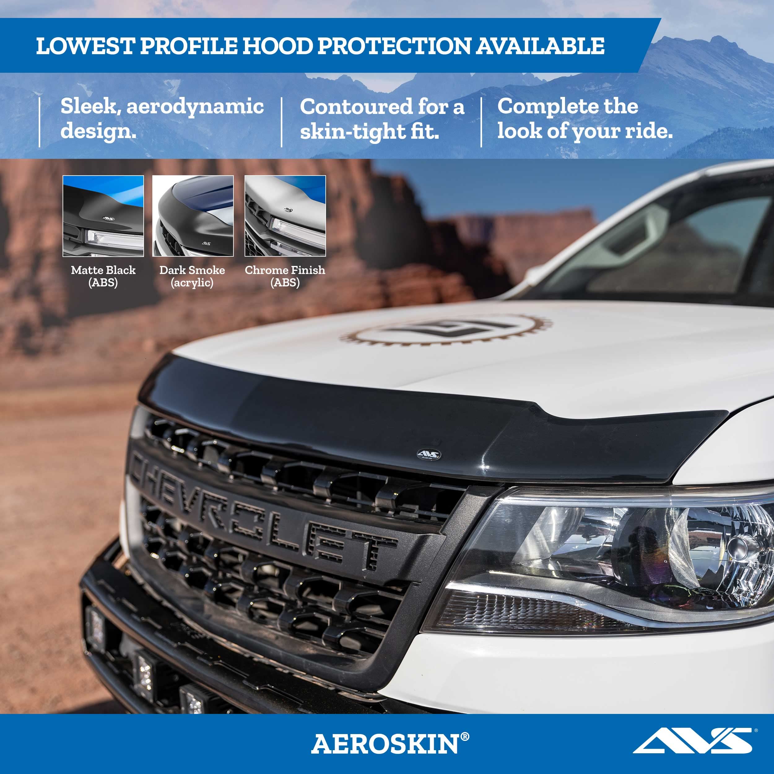 Auto Ventshade [Avs] Aeroskin Hood Protector | 2015 - 2018 Ford Edge, Low Profile/Flush - Smoke | 322115