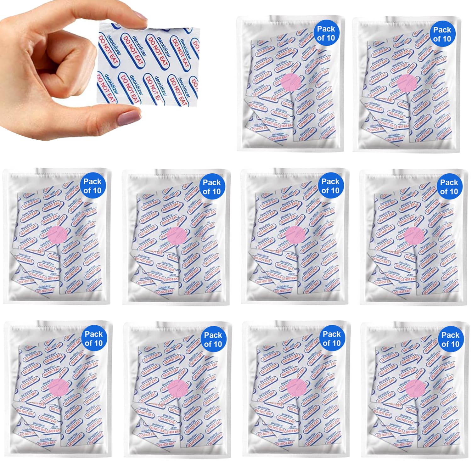 300cc Oxygen Absorbers (100 Packets - 10 Pack of 10 Packets) for Food Storage, Food Grade Oxygen Absorbers Packets with Oxygen I