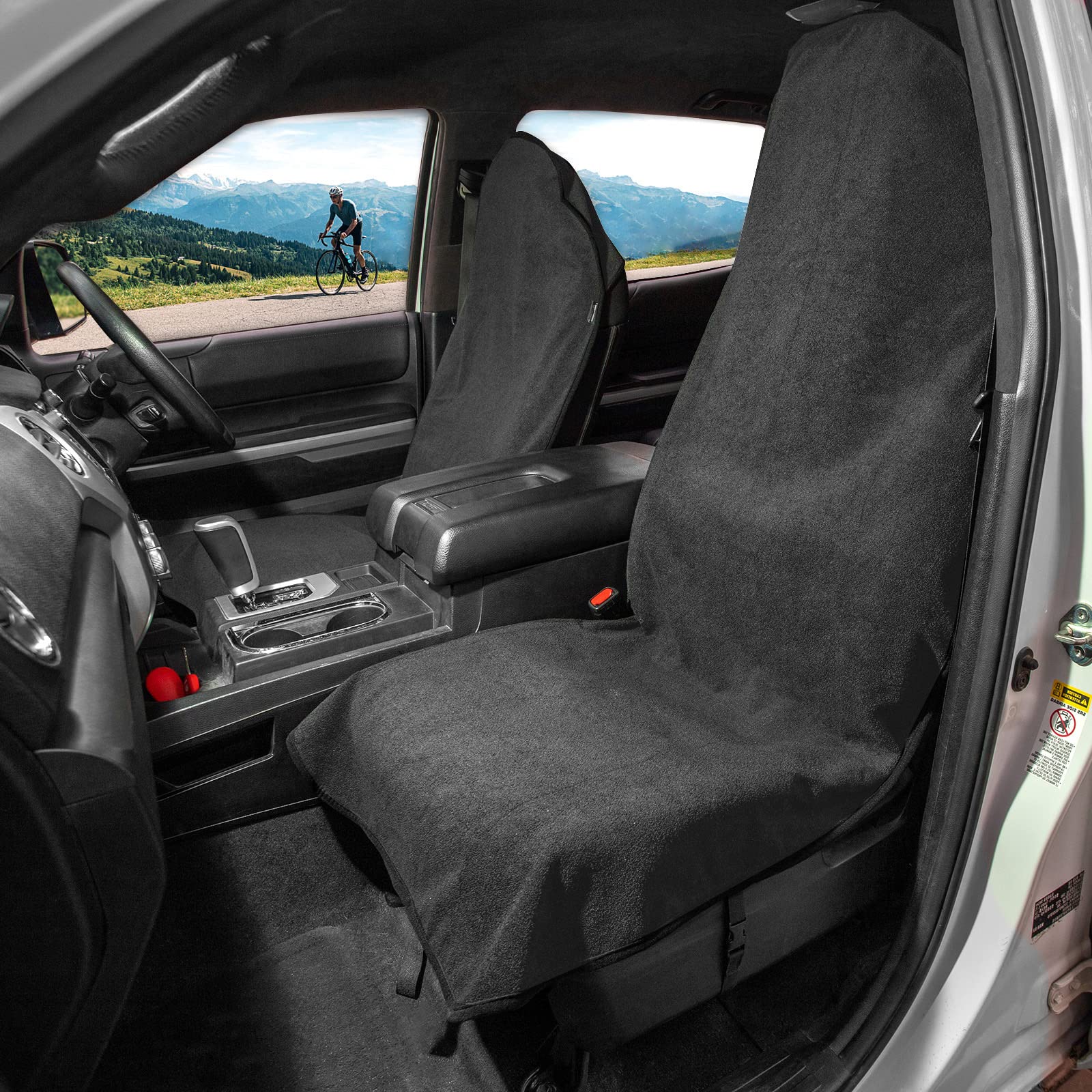 Leader Accessories 2Pcs Grey Waterproof Towel Auto Car Seat Cover Protector Machine Washable - Fit Yoga Running Crossfit Athlete