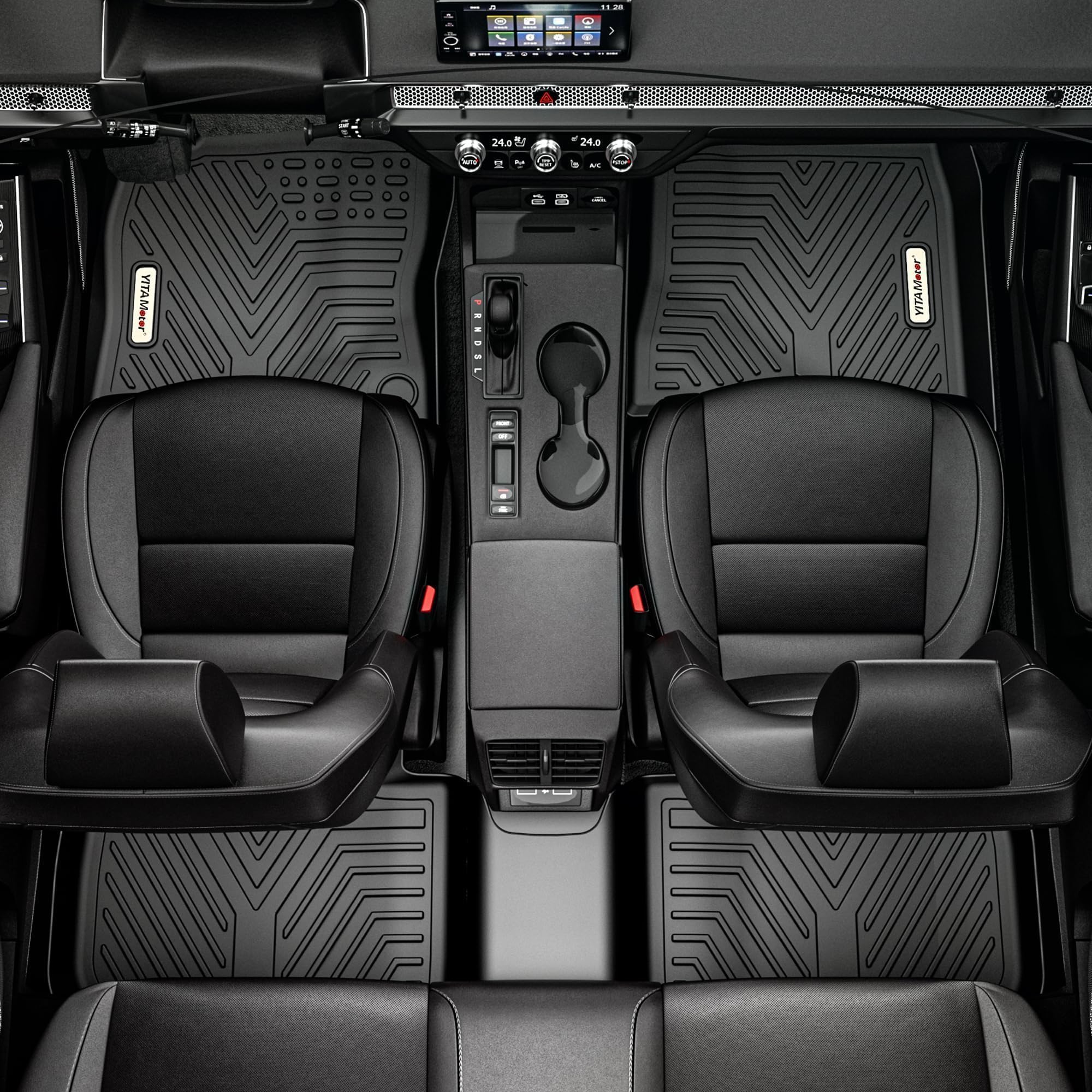 Yitamotor Floor Mats Compatible With 2022-2025 Honda Civic All Weather Car Liners 1St & 2Nd Row Set, Tpe All-Weather Floor Liner