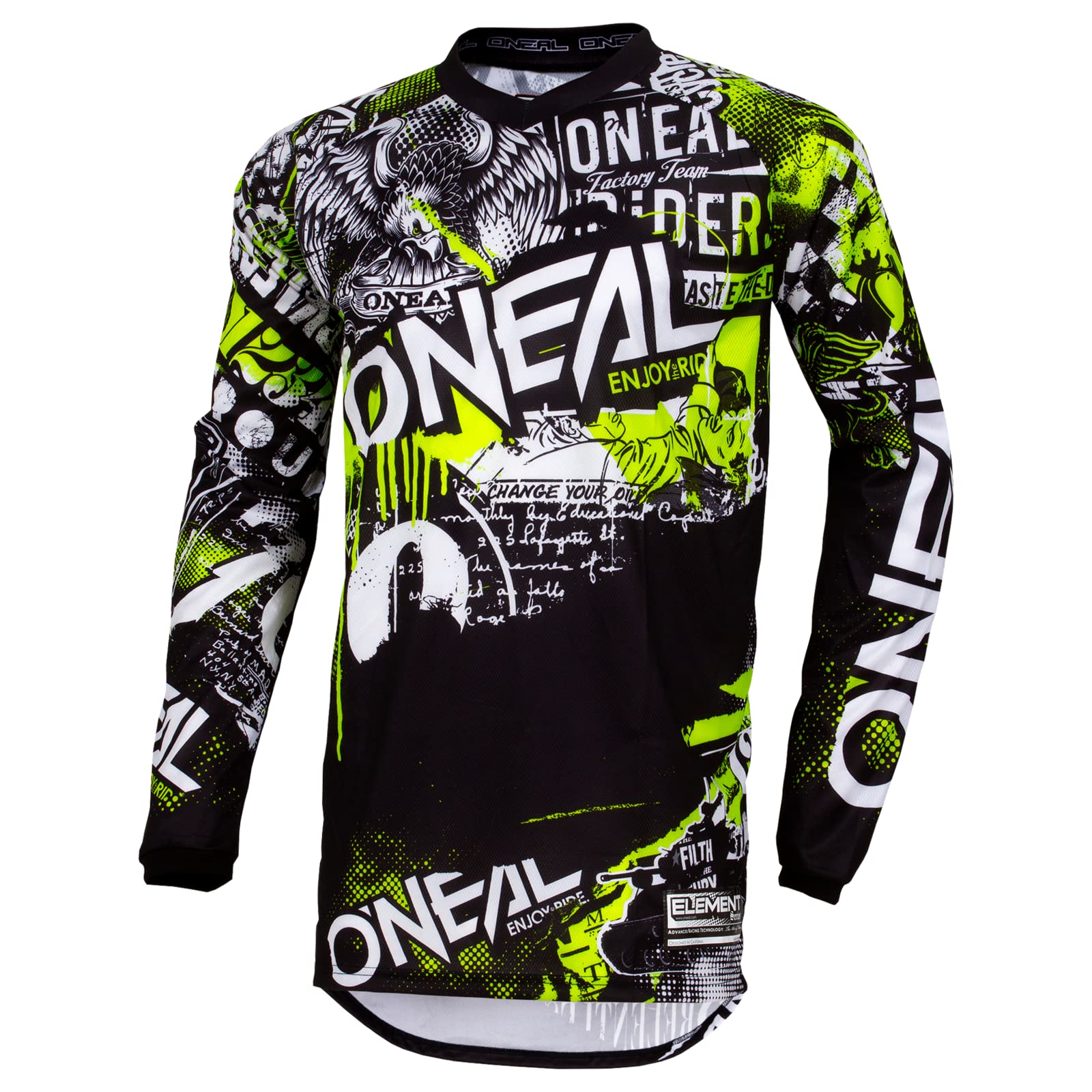 ONeal 0008-802 Mens Element Attack Jersey (Black/Hi-Viz, Small) -Like New
