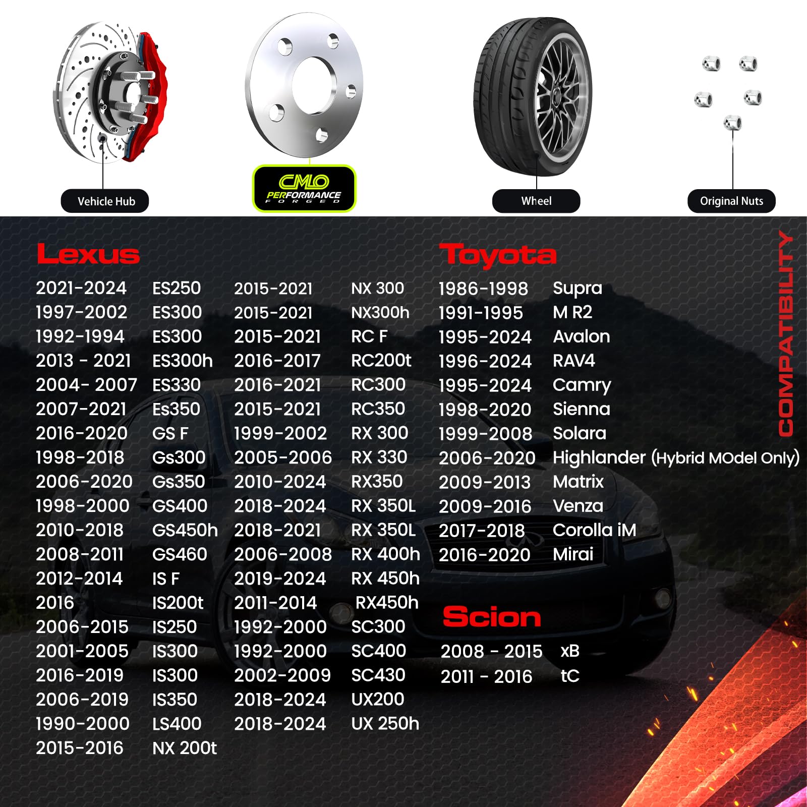 Customadeonly 10mm Hubcentric Wheel Spacers 5x114.3 for Lexus ES300, GS300, IS250, LS400, RC300, Camry, Tacoma - Silver