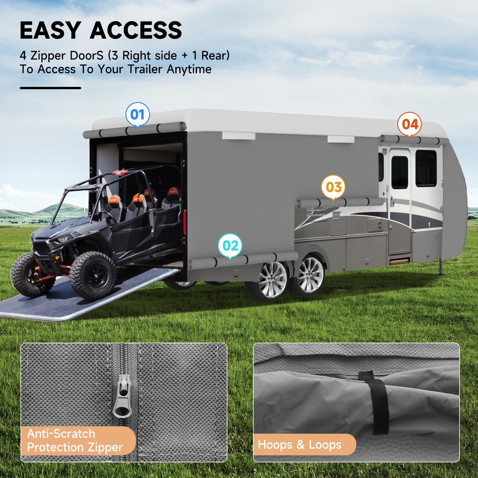 Vinpatio Travel Trailer Rv Cover: 7 Layers Heavy Duty Rv & Trailer Cover, Toy Hauler Cover Fits 16'-18' Rv Camper Cover With 4 T