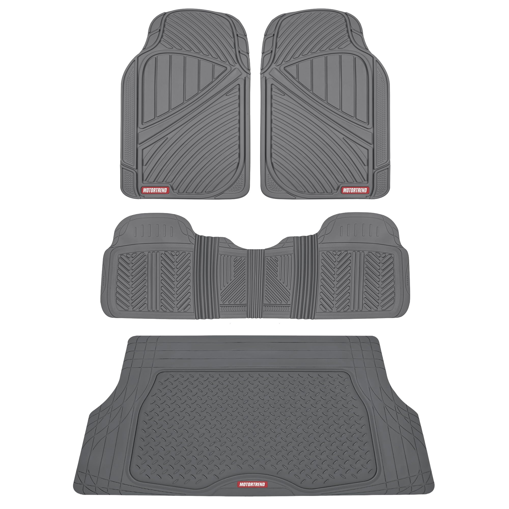 Motor Trend Flextough Performance All Weather Rubber Car Floor Mats With Cargo Liner - Full Set Front & Rear Odorless Floor Mats