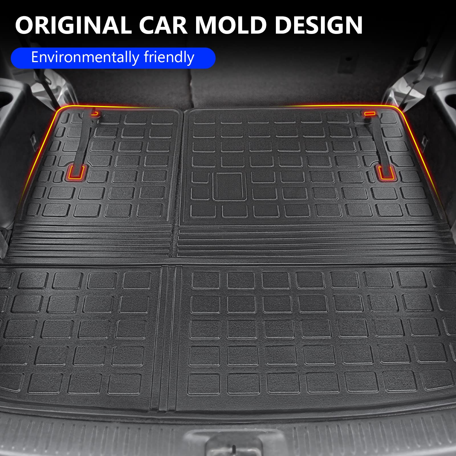Powoq Floor Mat Compatible With 2014-2019 Toyota Highlander Trunk Mat Backrest Mat Replacement For Toyota Highlander Accessories