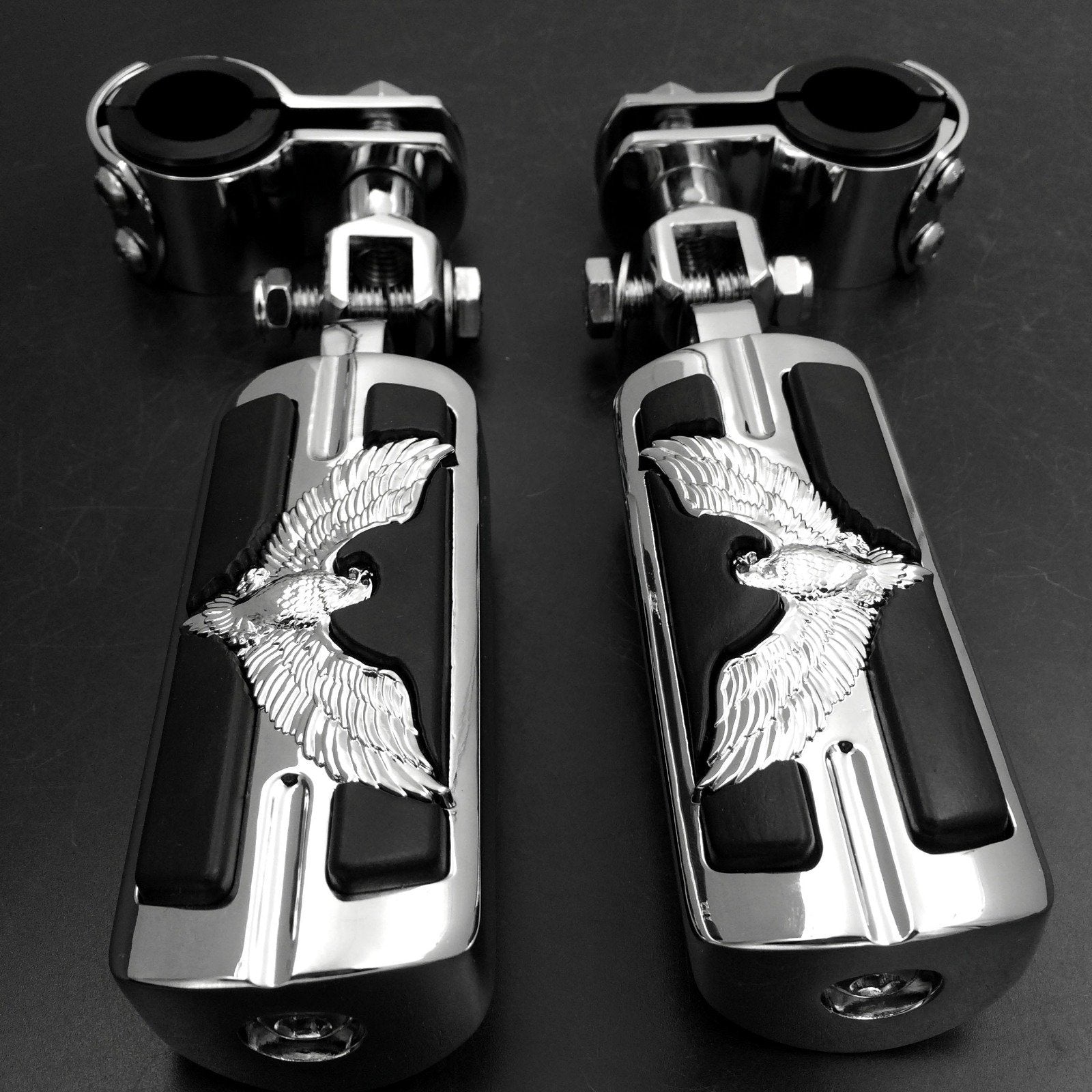 XKH- Eagle Hawk Shape 1'' 1-1/4'' Highway Stiletto 4475 Foot Pegs Clamps Compatible with Honda GoldWing GL1800 1500 1100 1200 Ch