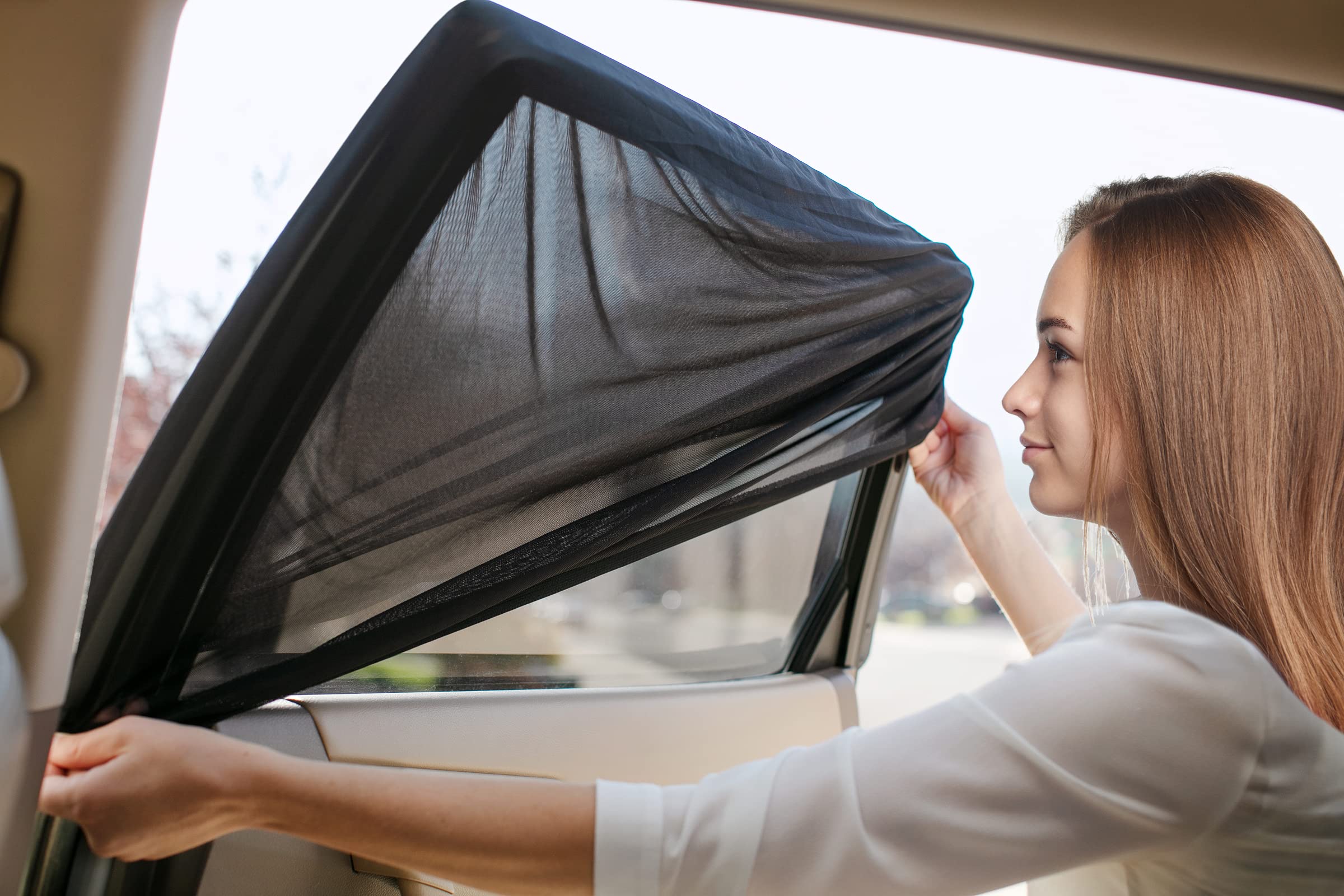 Autopect Side Window Sunshade Sock Screen-Shade (Pack of 2) - Block Sun Rays to Keep Car Interior Cool and Comfortable - Elastic