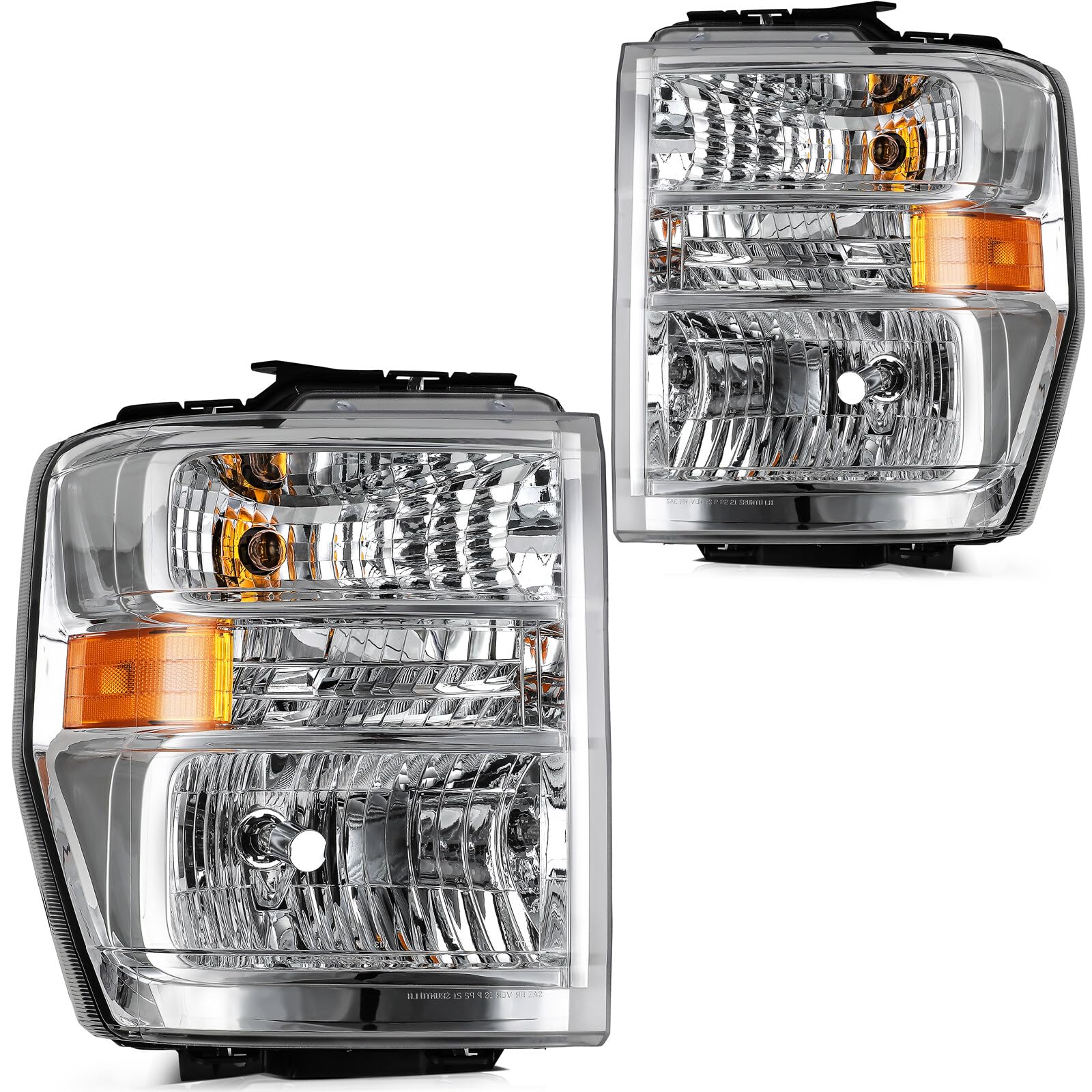 LBRST Headlight Assembly Fit 2008-2014 for E-150/250, 2008-2021 for E-350/450 Super Duty Driver & Passenger Side Headlight Chrom