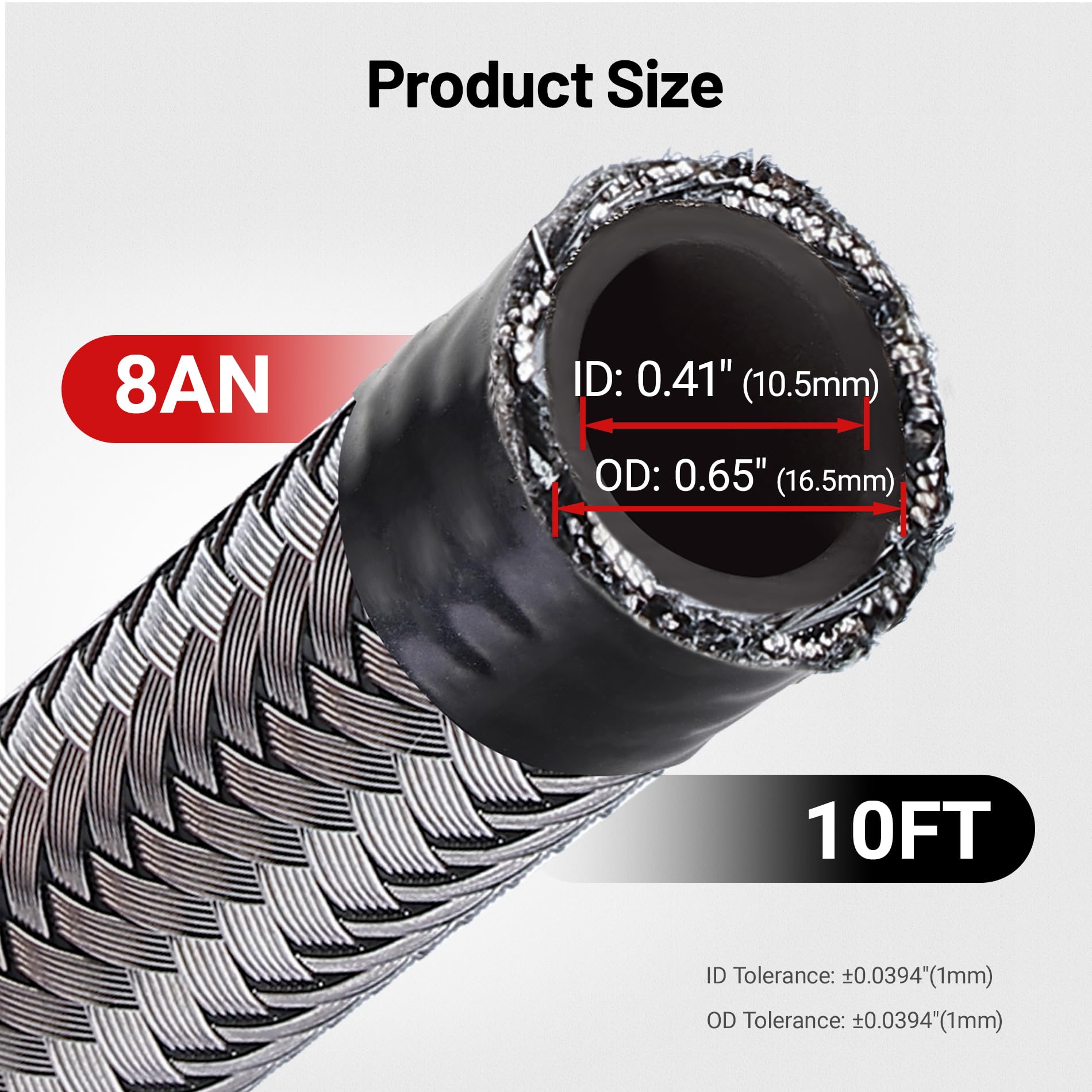 Evil Energy 8An Fuel Line, An8 Braided Fuel Hose Nylon Cpe 10Ft Silver