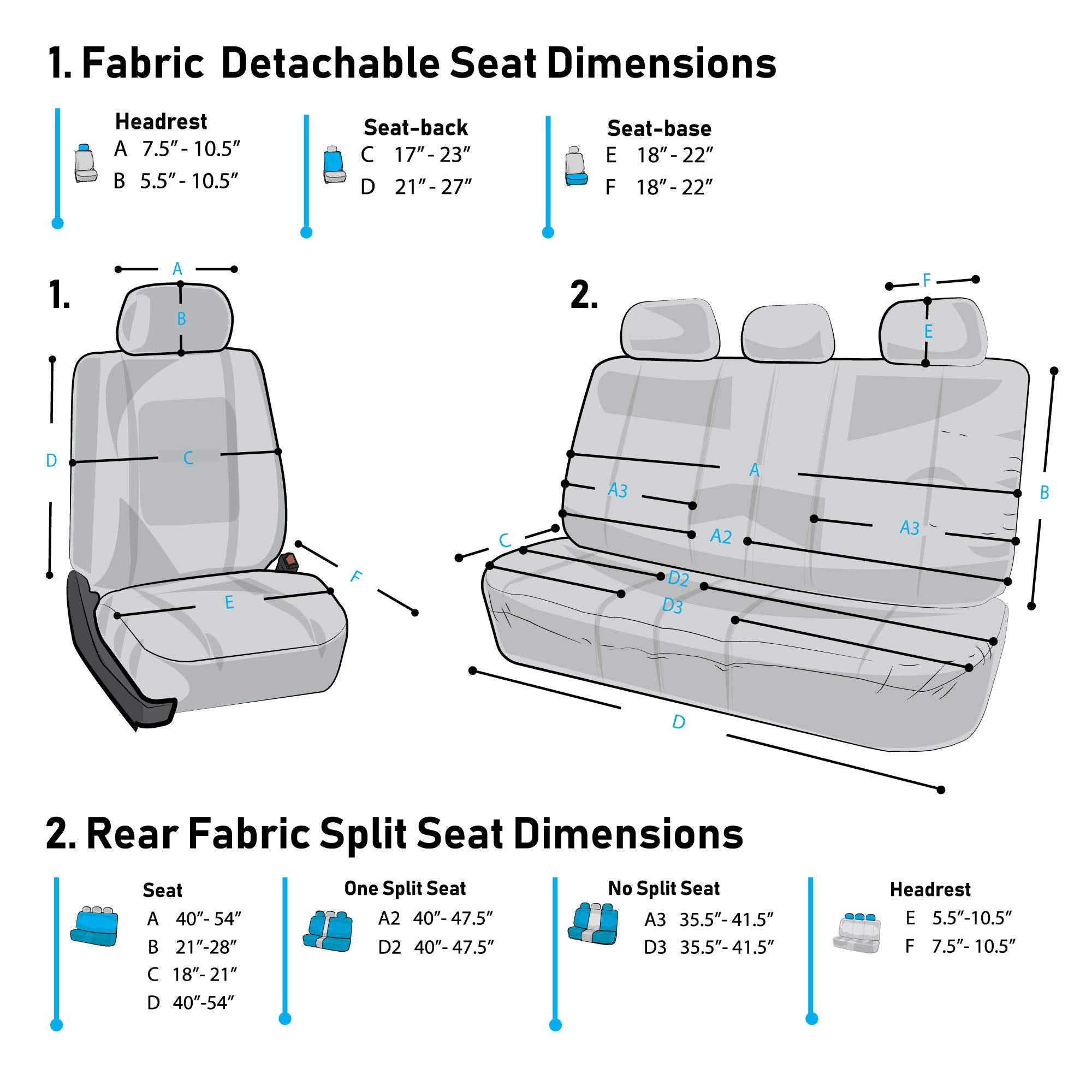 Fh Group Car Seat Covers Full Set Cloth - Seatcovers For Low Back Car Seats With Removable Headrest,Universal Fit,Automotive Sea