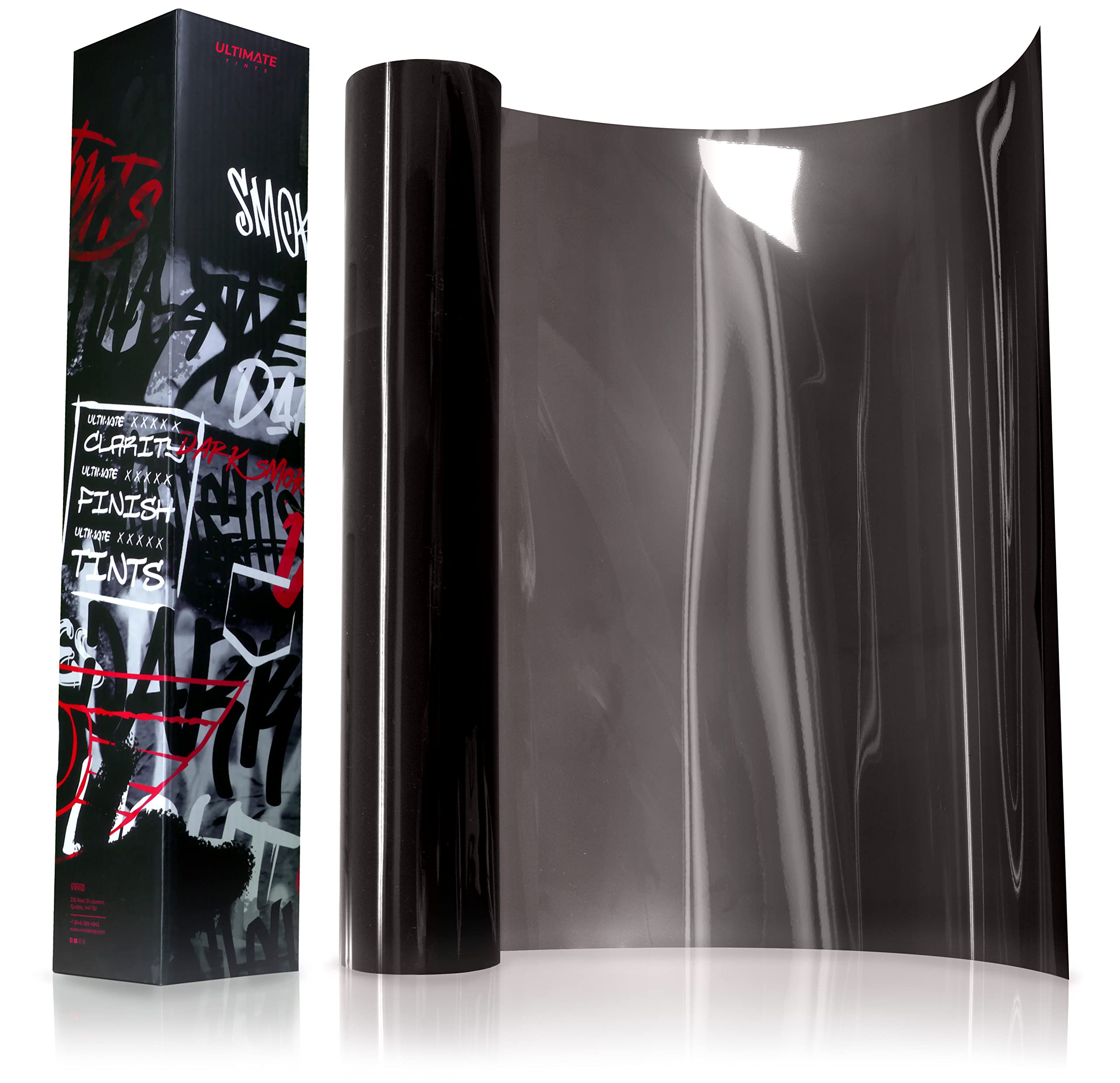 Vvivid+ Ultimate Headlight Taillight Tint Vinyl Wrap (16'' X 10Ft, Dark Smoke)