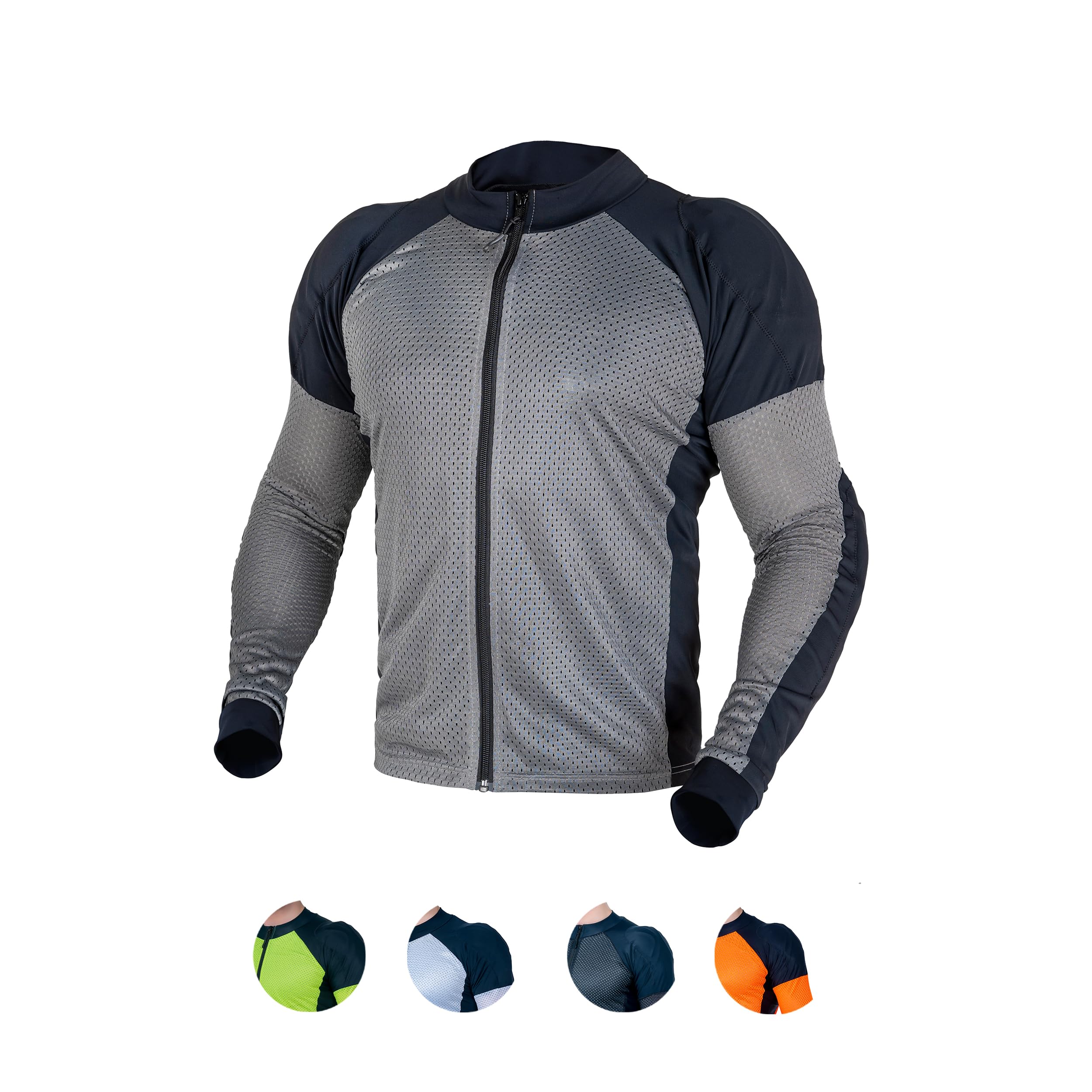 Wicked Stock Men'S Gray Mesh Motorcycle Shirt - Ce Level2 Protection, 3X-Large